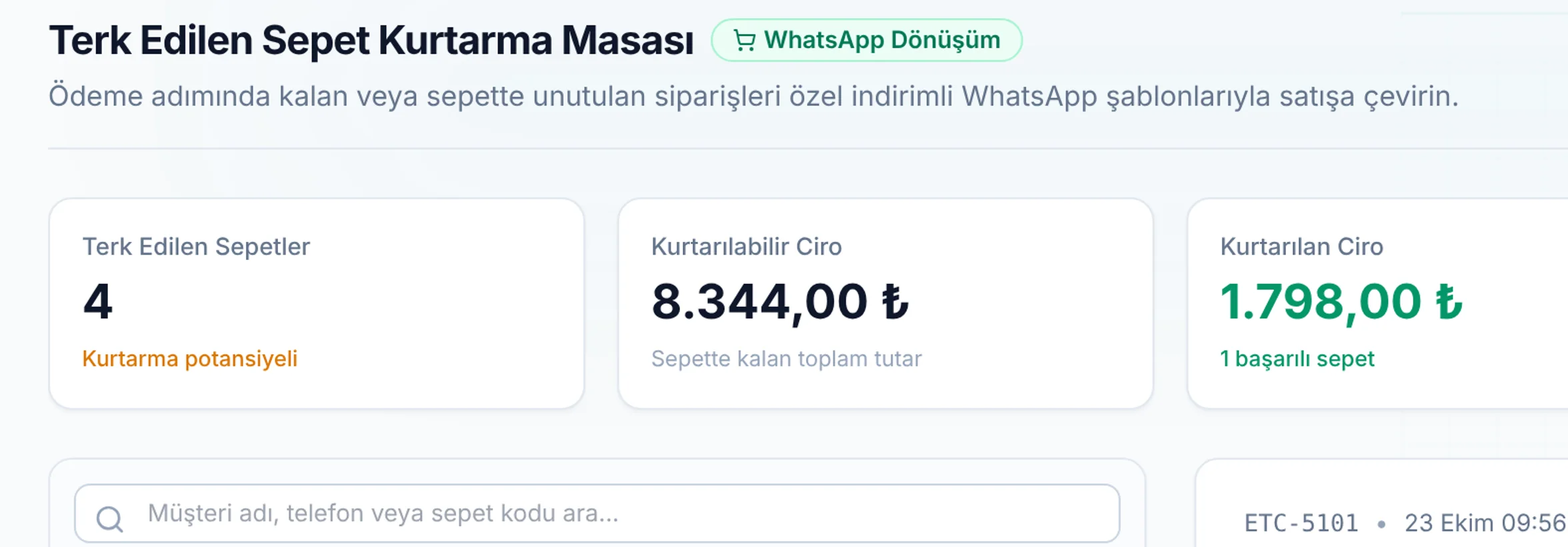 Terk Edilen Sepetler için yakın görünüm