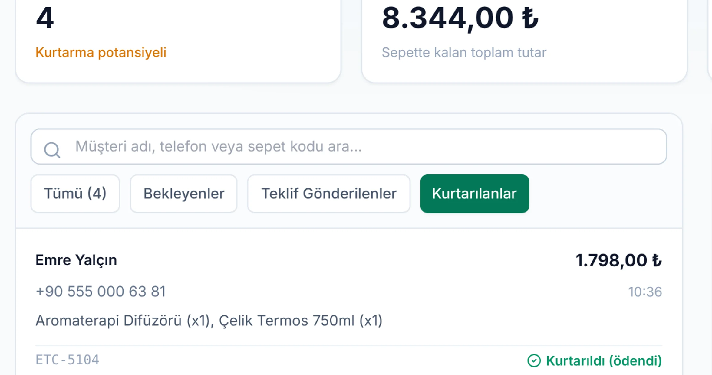Kurtarılanlar için yakın görünüm