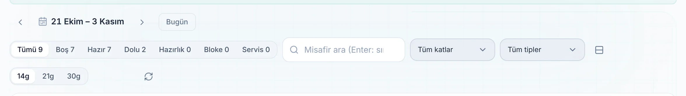 Tarih aralığı için yakın görünüm
