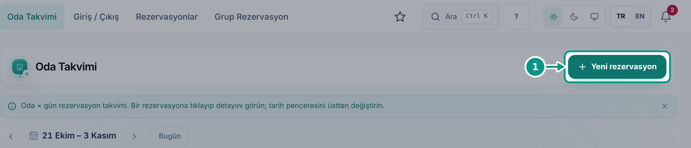 Yeni otel rezervasyonu formunu tanımak: Yeni rezervasyon formunu açın