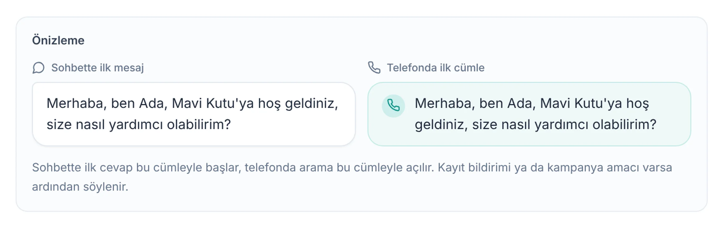 Sohbette ilk mesaj için yakın görünüm