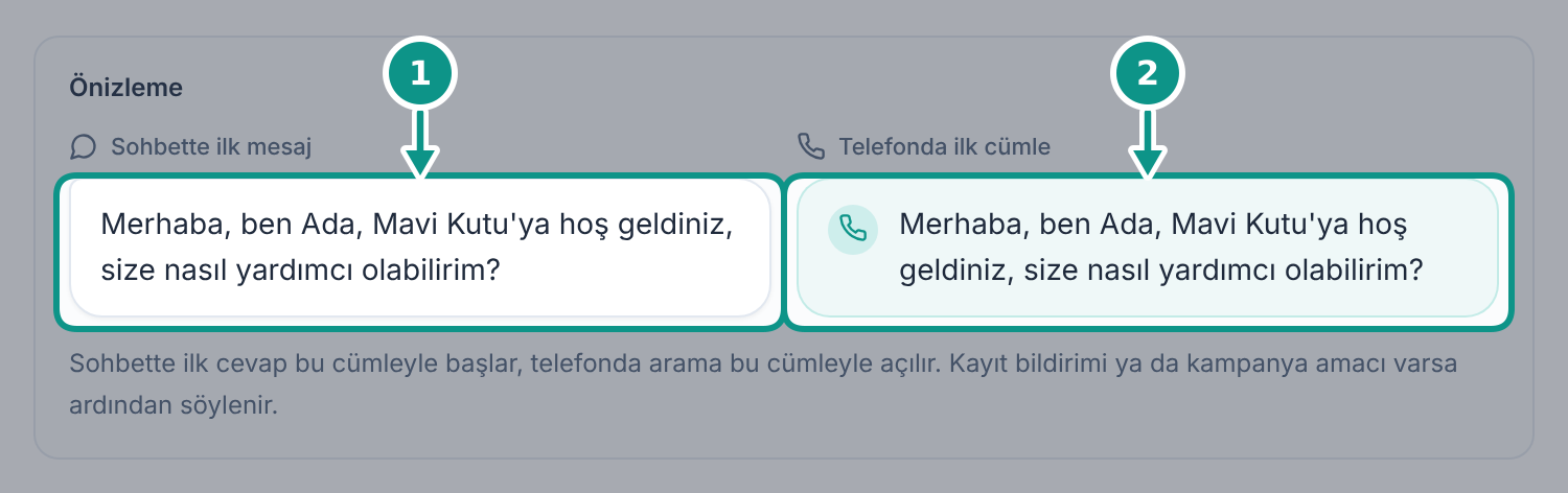 Asistanın adını ve konuşma biçimini ayarlamak: Önizlemeyi okuyun
