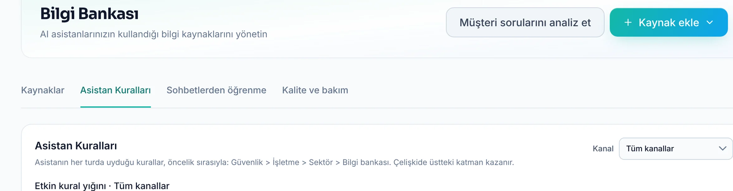 Asistan Kuralları için yakın görünüm