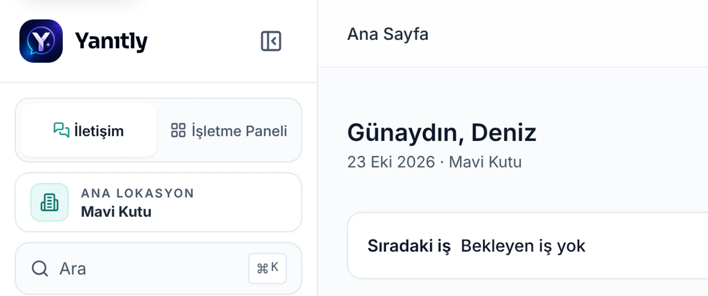 İşletme Paneli için yakın görünüm
