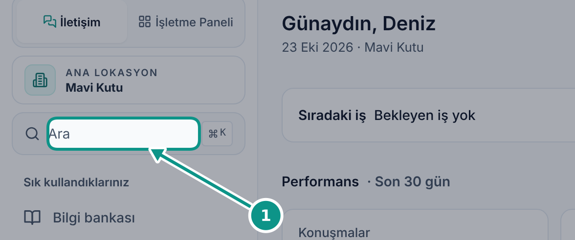 Panelde yol bulmak: Genel aramayı açın