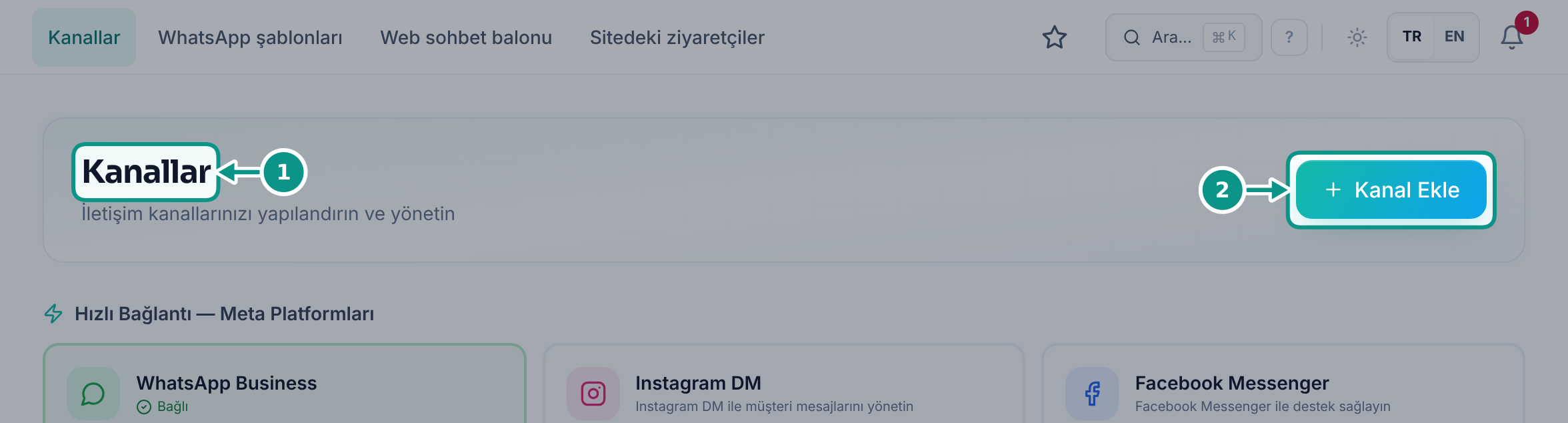 WhatsApp hattının bağlantısını takip etmek: Kanallar sayfasını açın