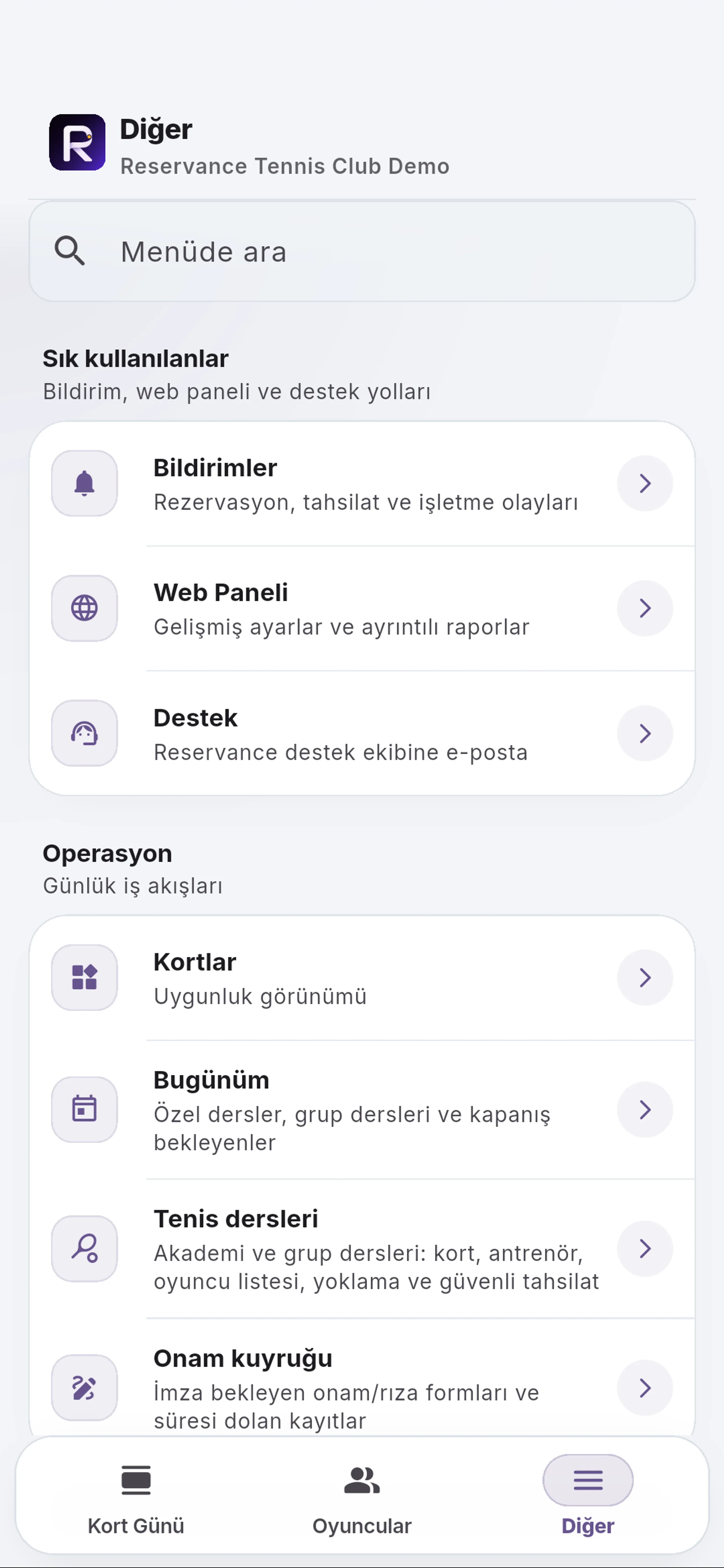 Menüde arayın için yakın görünüm