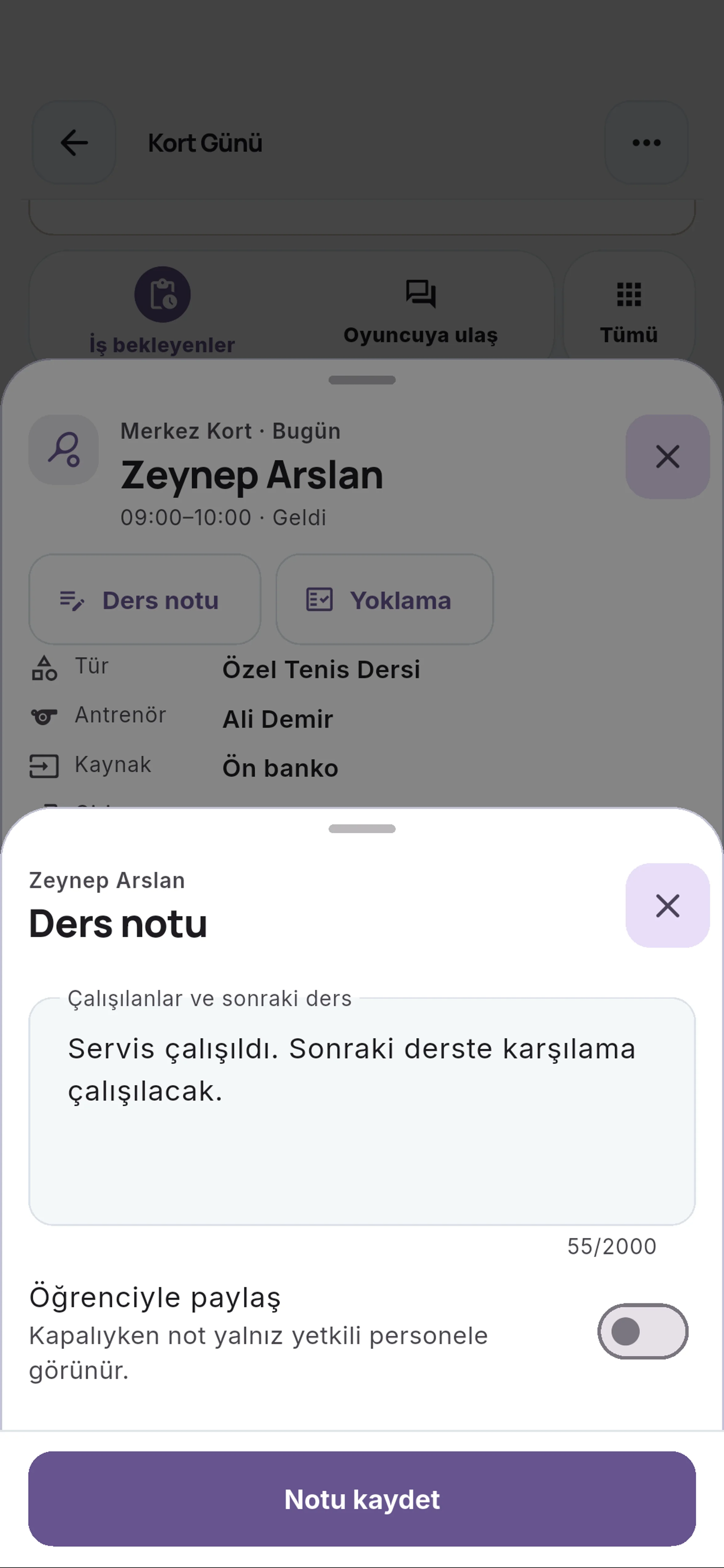 Ders odağını okuyun için yakın görünüm