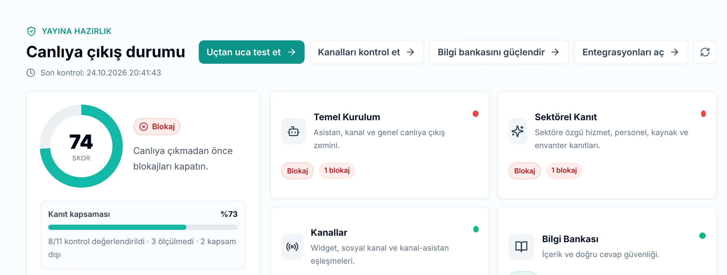 İlk oyuncu mesajından önce hangi kontrolleri yapmalıyım?: Canlıya çıkış durumunu açın