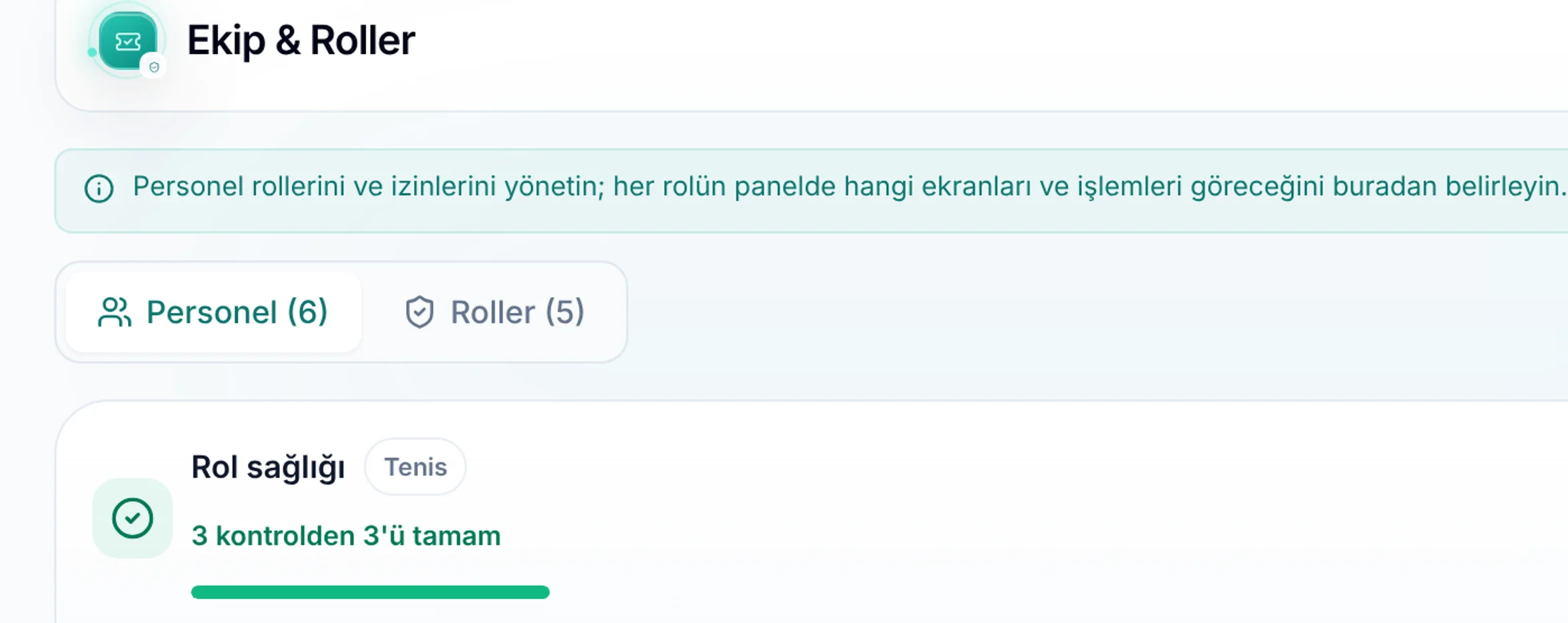 Antrenör ve resepsiyon yetkilerini düzenlemek: Ekip ve rolü ayırın