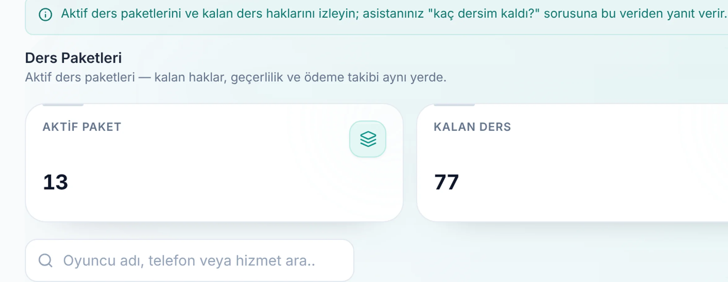 Paket kredisini ve ders uygunluğunu kontrol etmek: Doğru oyuncunun paketini bulun