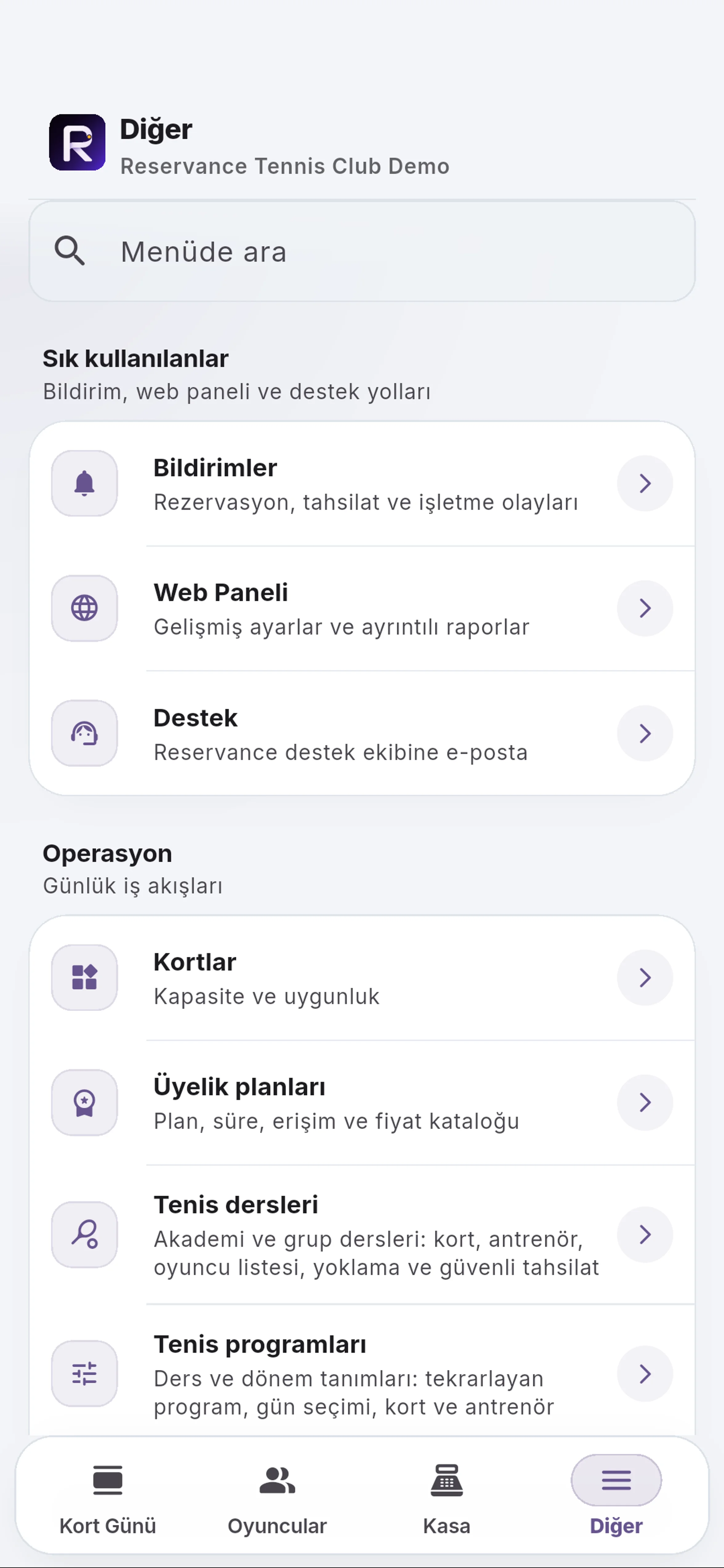Menüde arayın için yakın görünüm