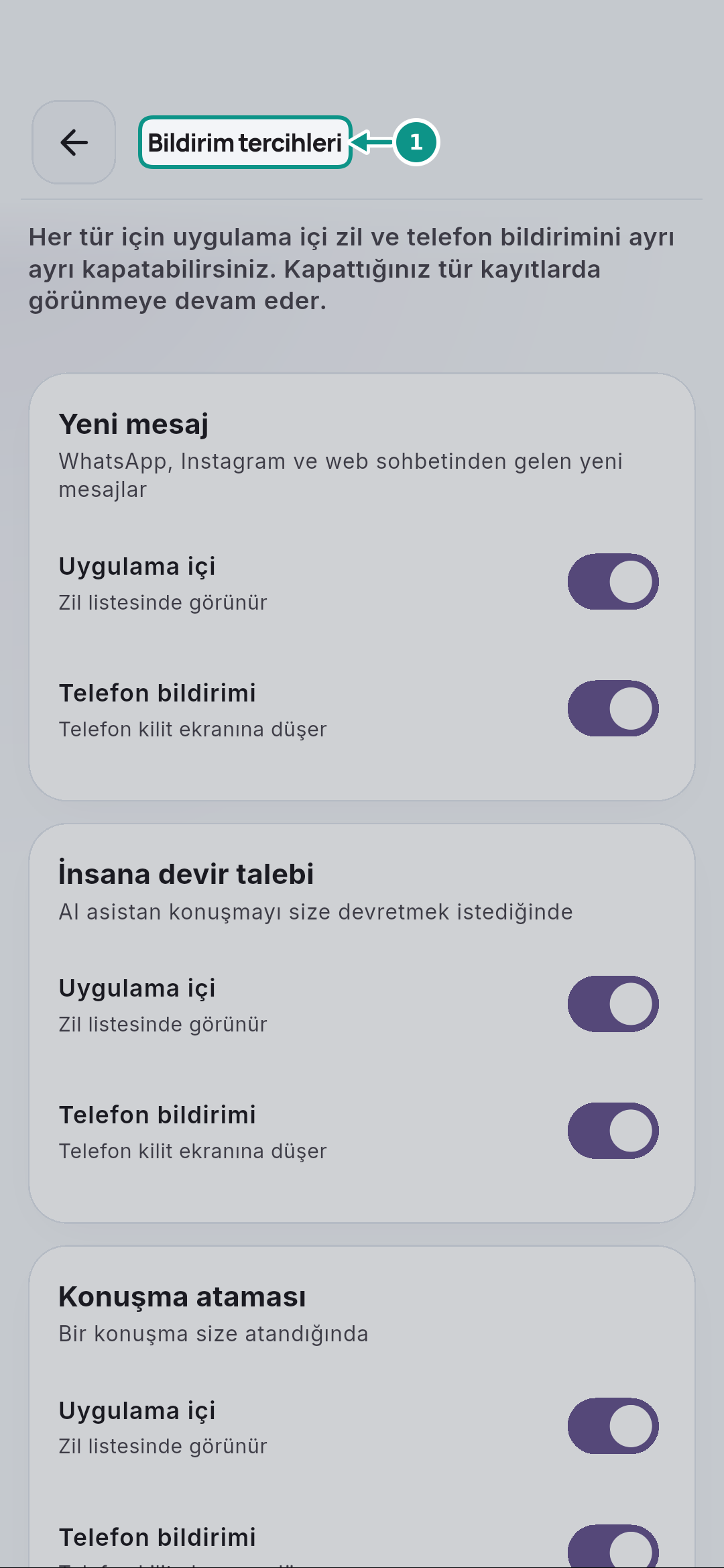 Hesap, bildirim tercihleri ve güvenli çıkış: Hesaba geri dönün
