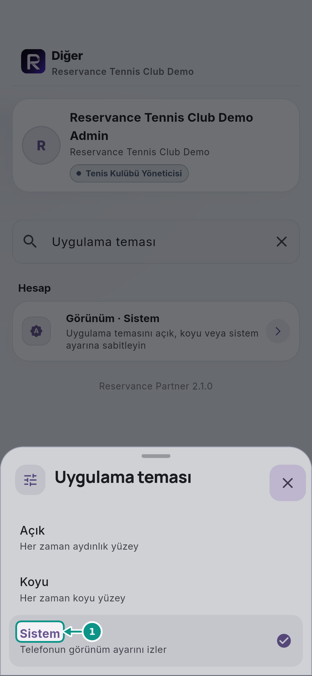 Hesap, bildirim tercihleri ve güvenli çıkış: Sistem seçeneğini okuyun