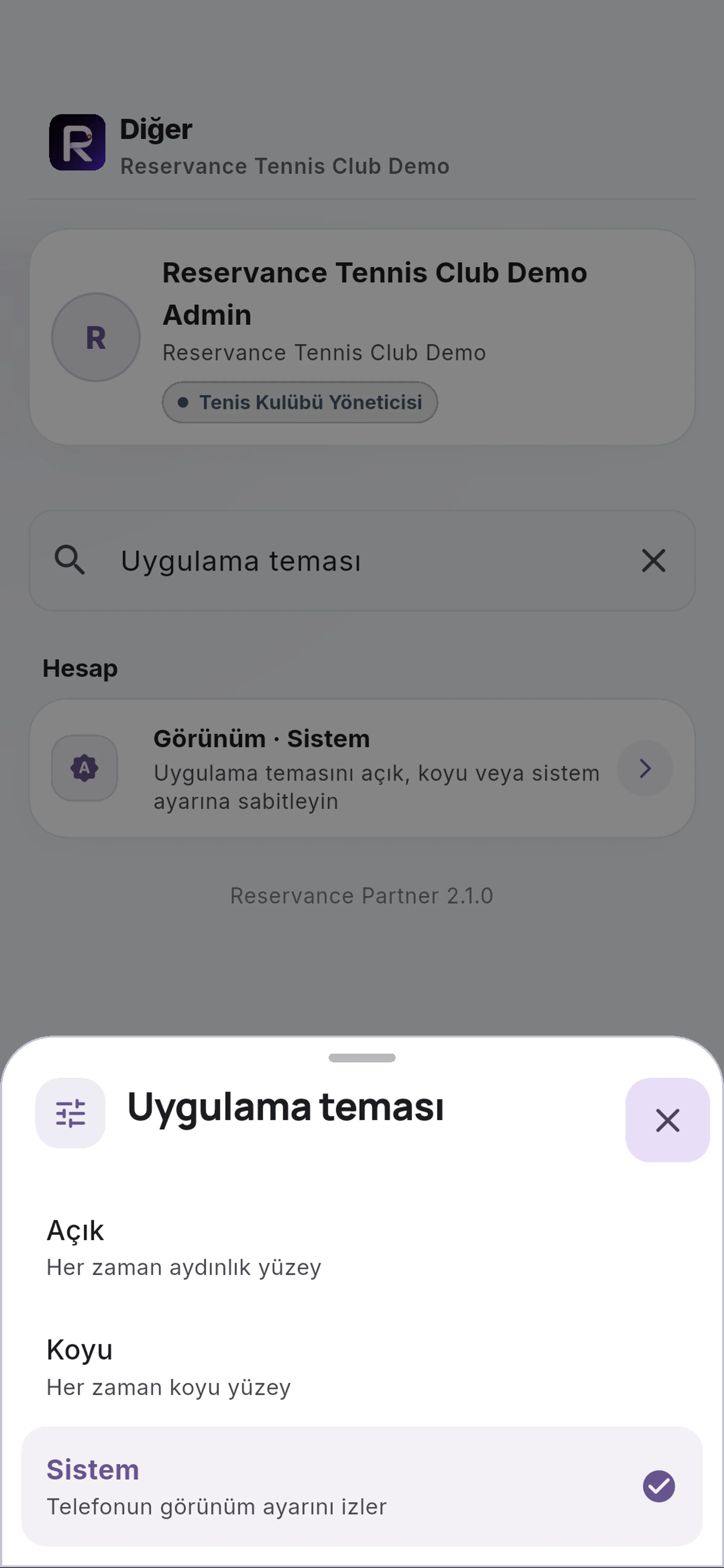 Sistem seçeneğini okuyun için yakın görünüm