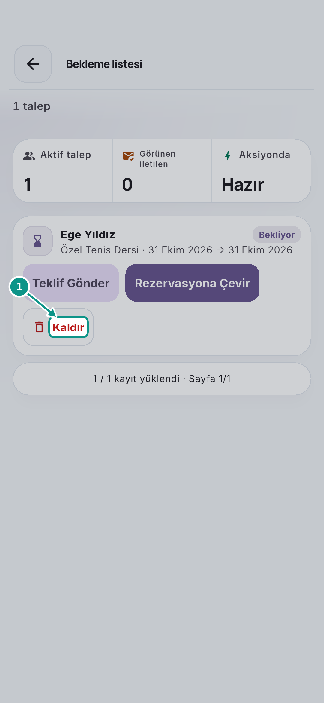 Bekleme listesinden uygun saat teklifini hazırlamak: Kaldırma kararını ayırın