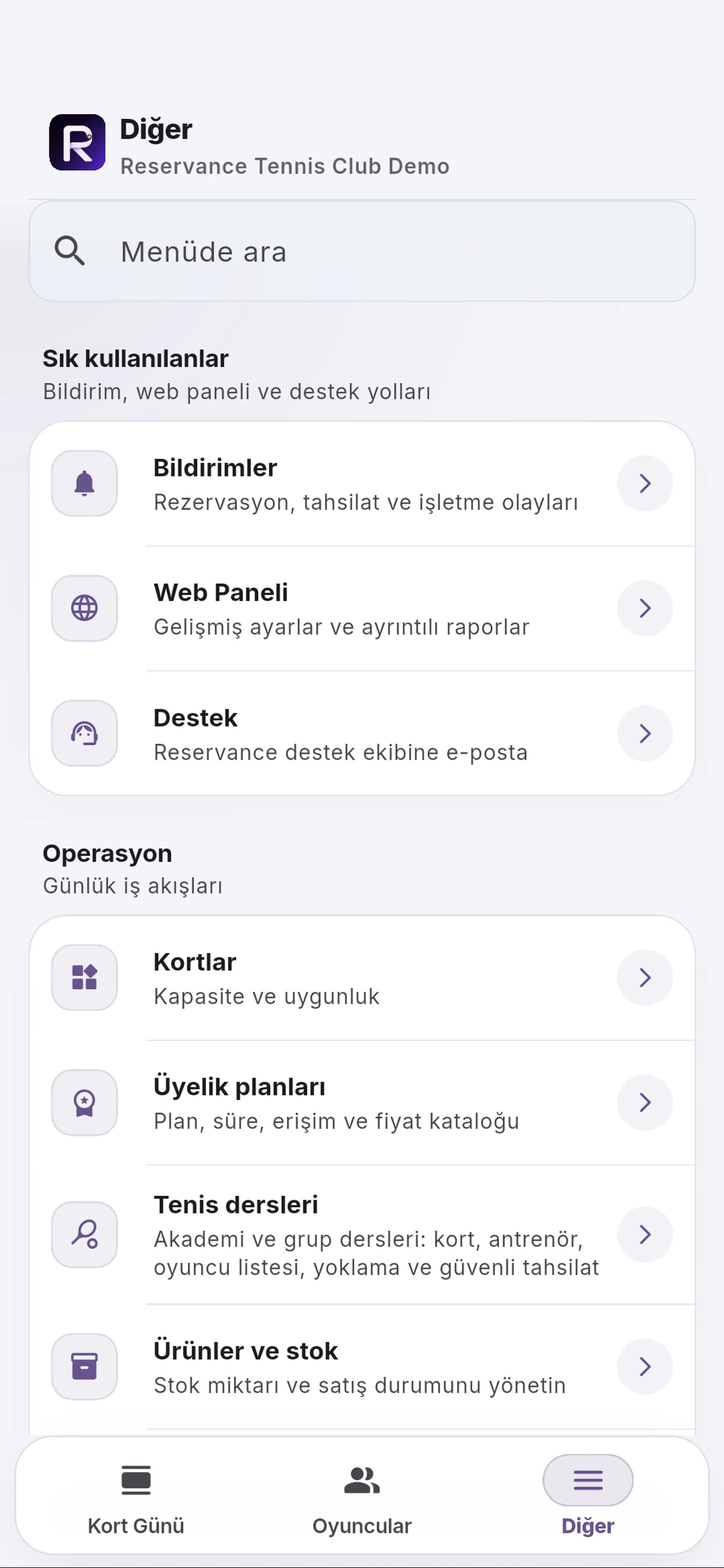 Menüde arayın için yakın görünüm
