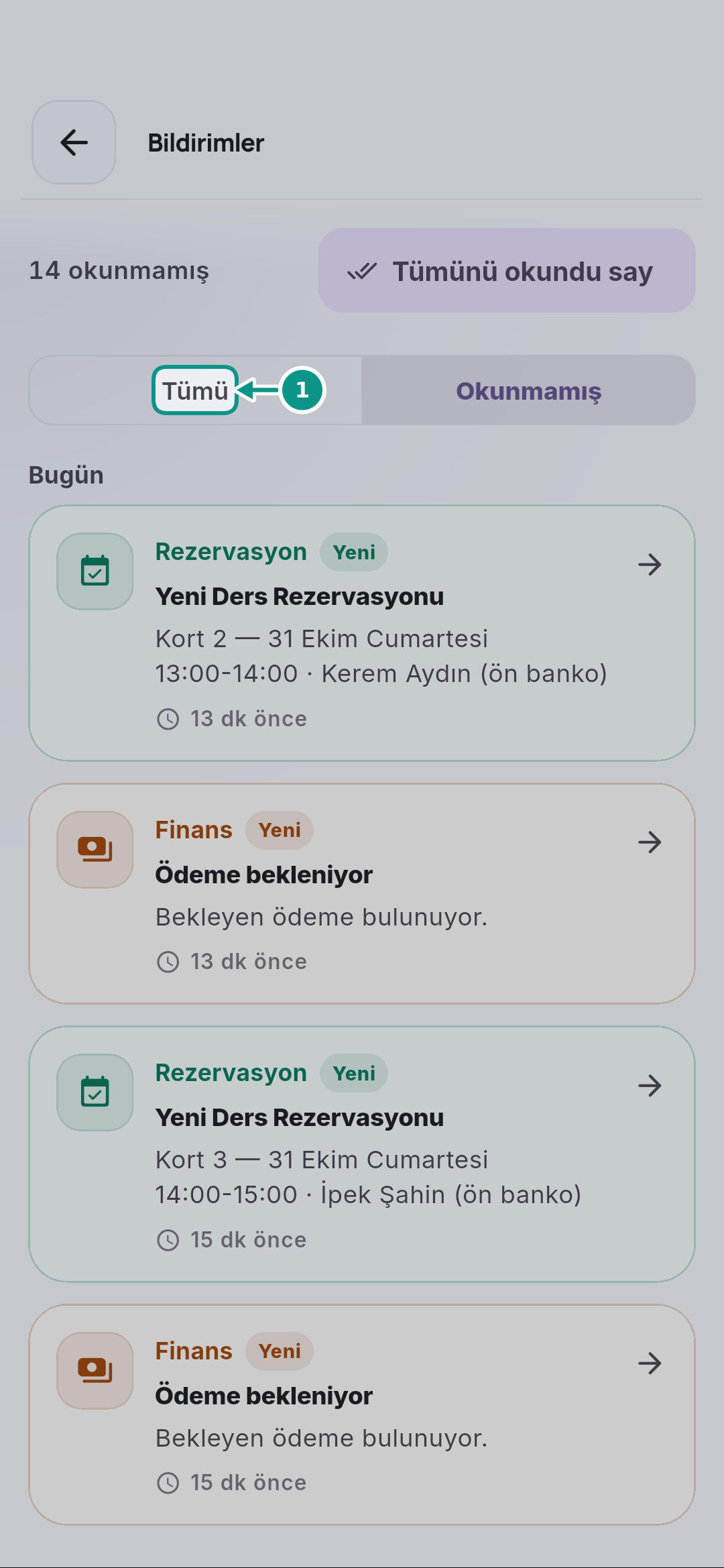 Bildirimleri ve bekleyen günlük işleri takip etmek: Geçmişi yeniden açın