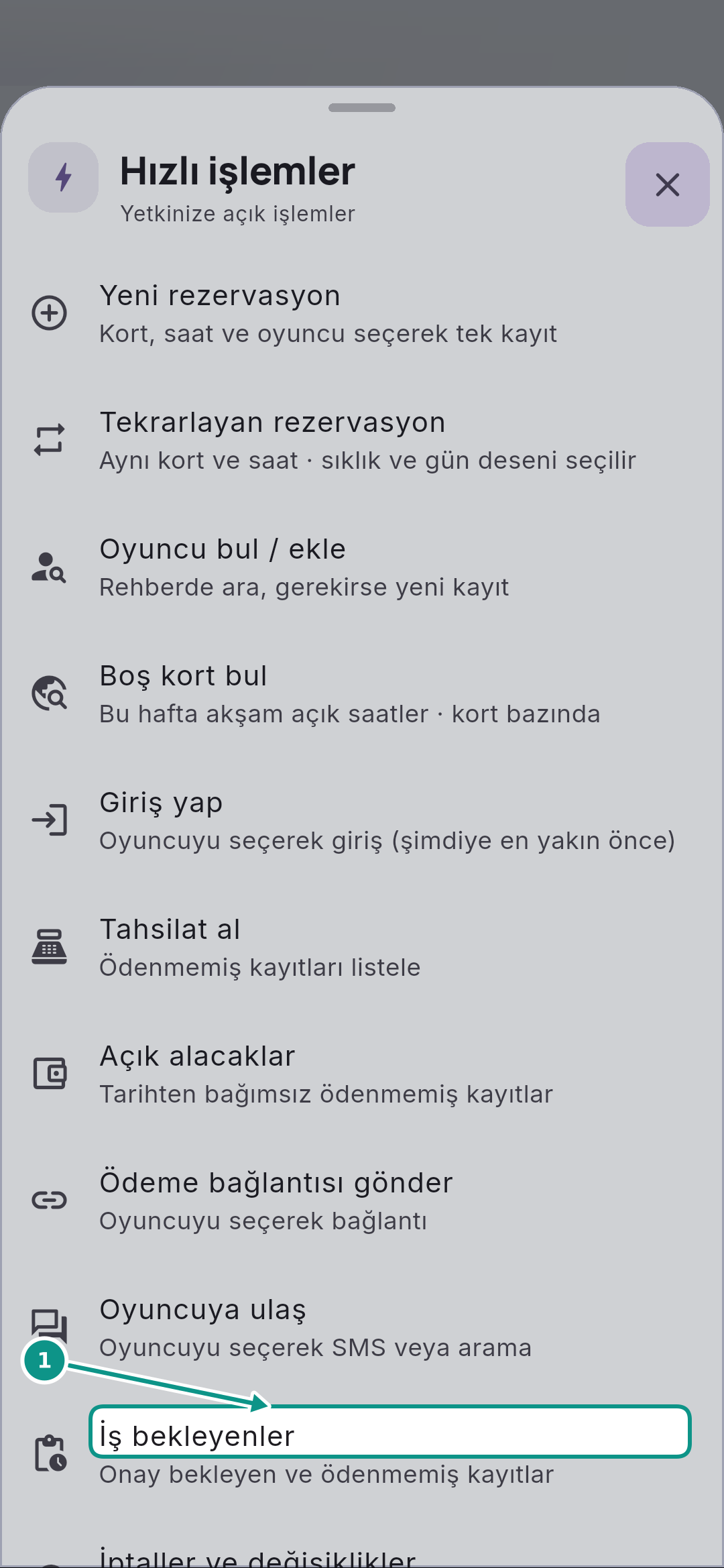 Bildirimleri ve bekleyen günlük işleri takip etmek: Bekleyen işleri açın