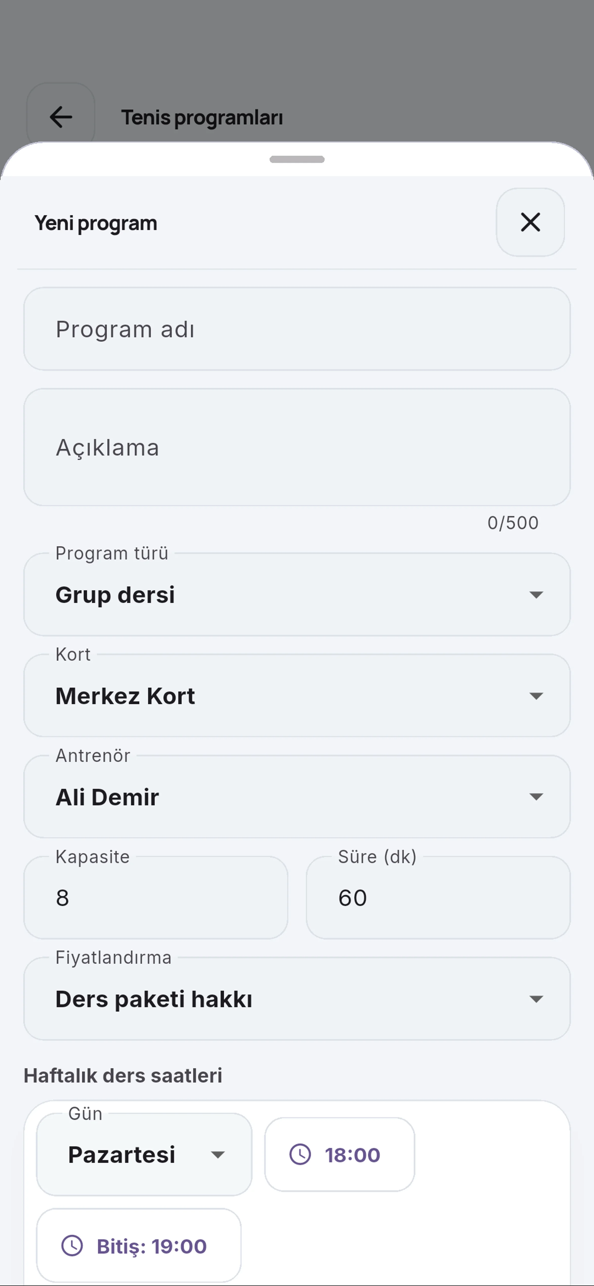 Programdan geri dönün için yakın görünüm