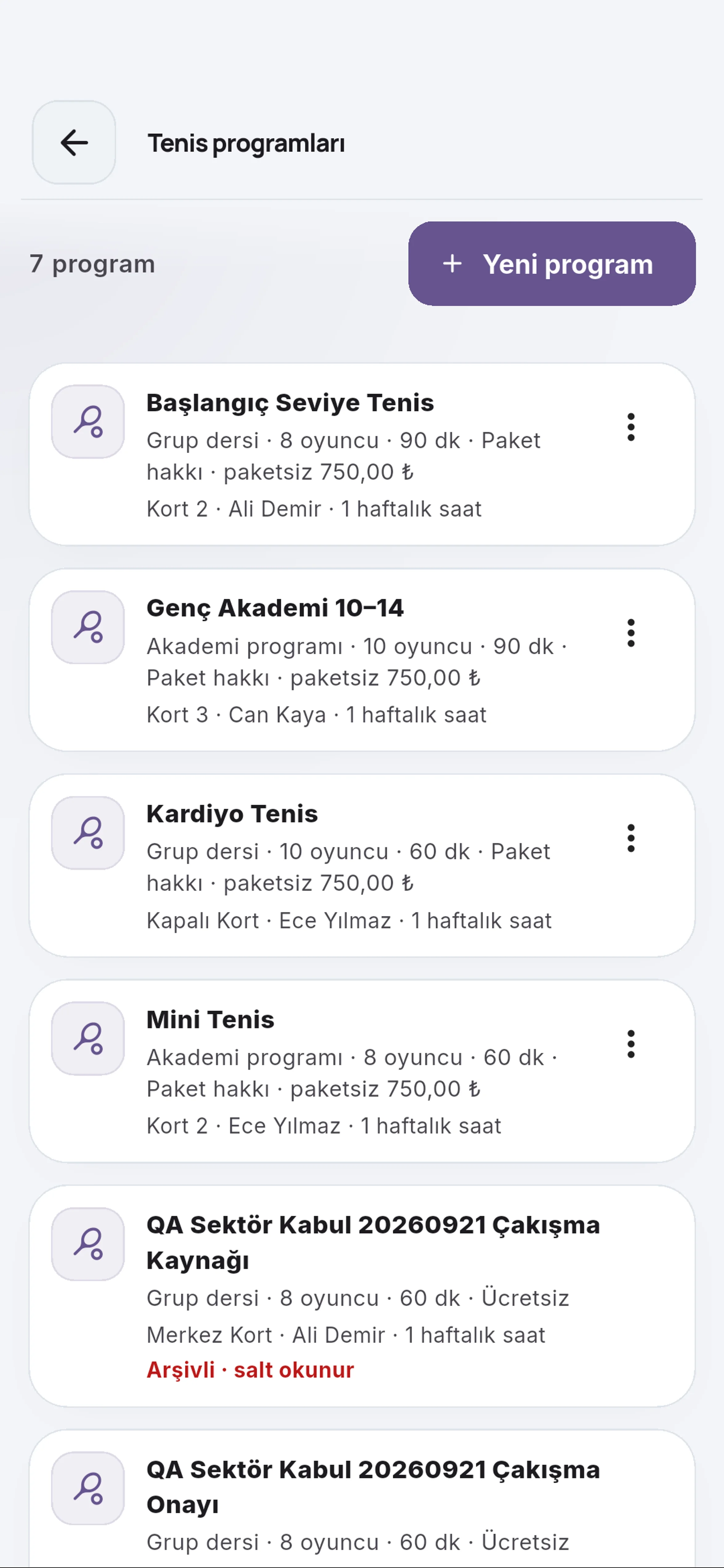 Yeni program formunu açın için yakın görünüm