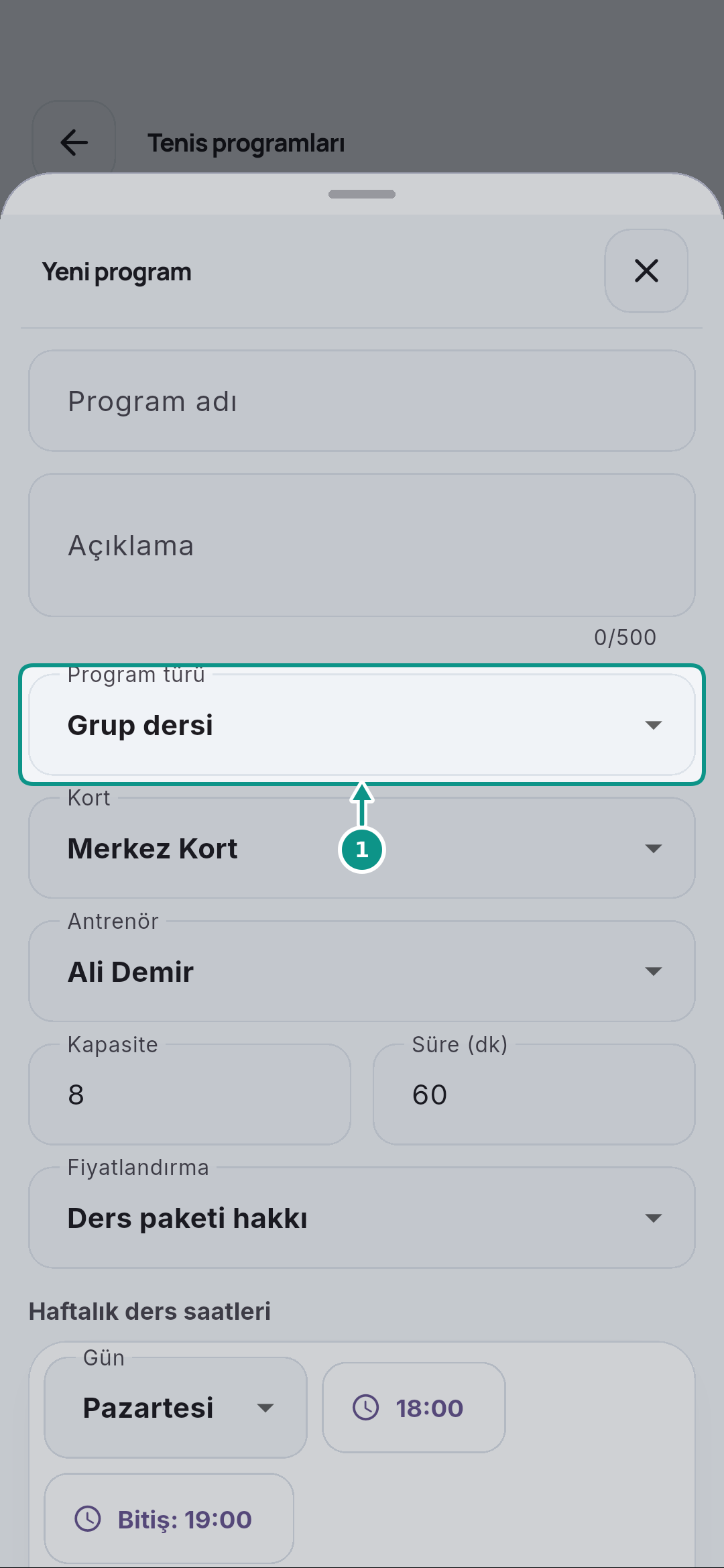 Tenis programları ve günlük dersleri ayırmak: Program türünü okuyun