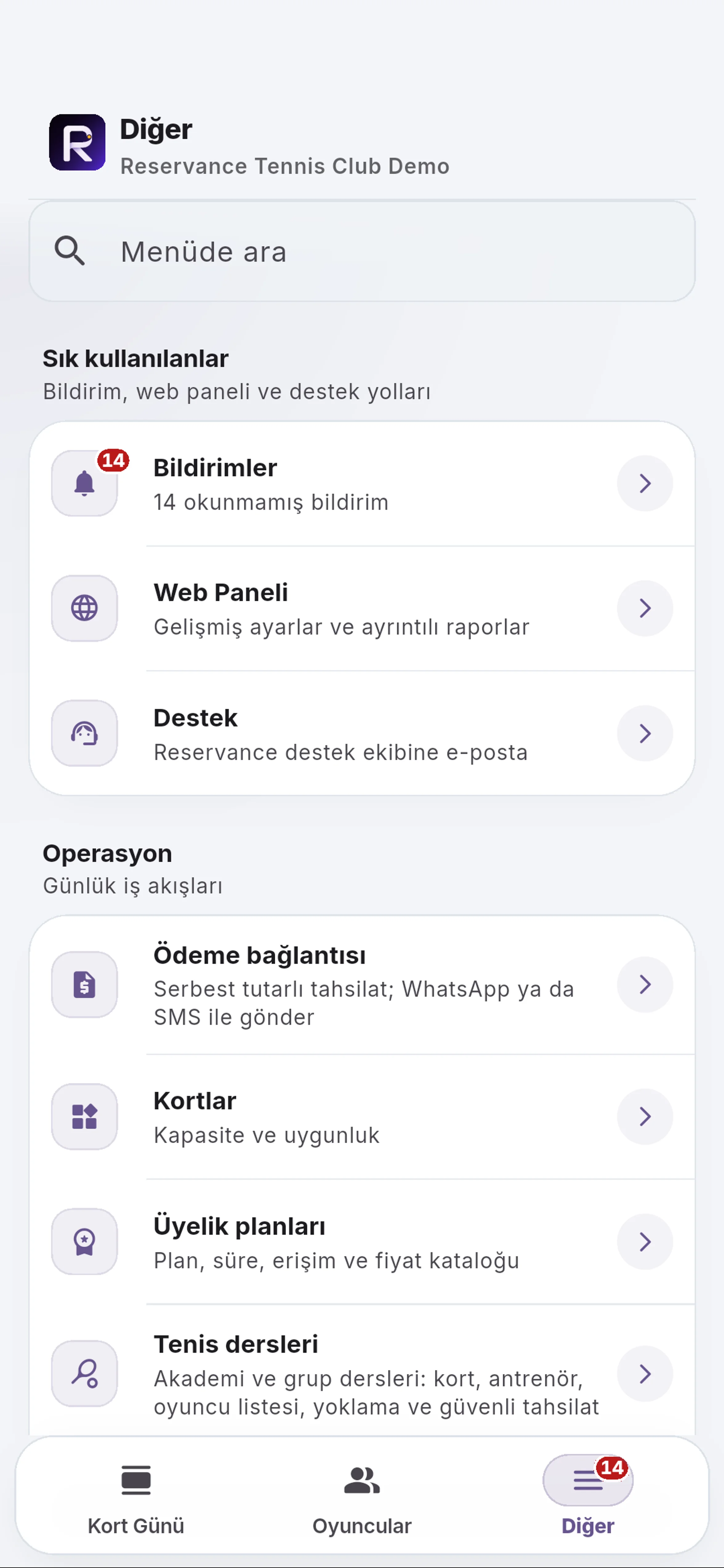 Menüde arayın için yakın görünüm