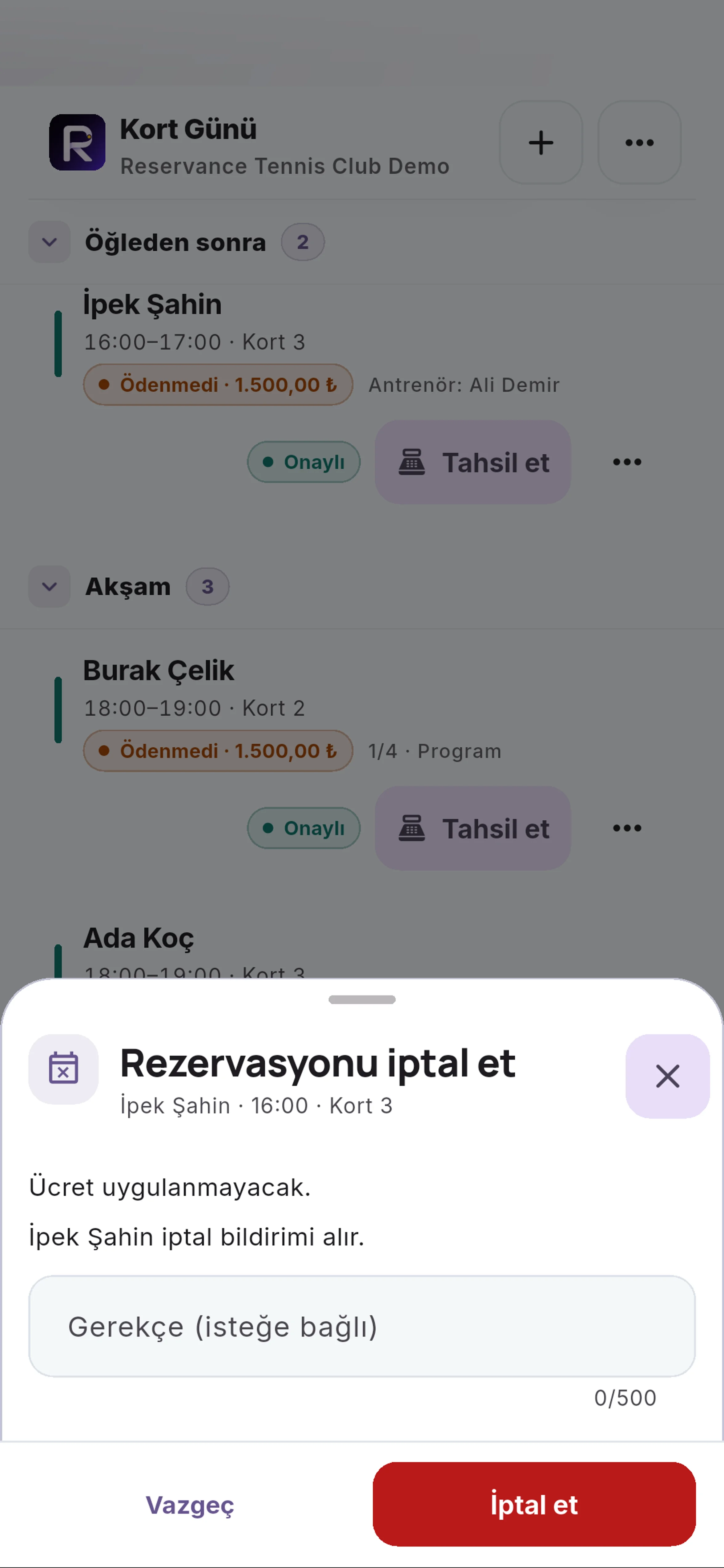 Ücret bilgisi için yakın görünüm