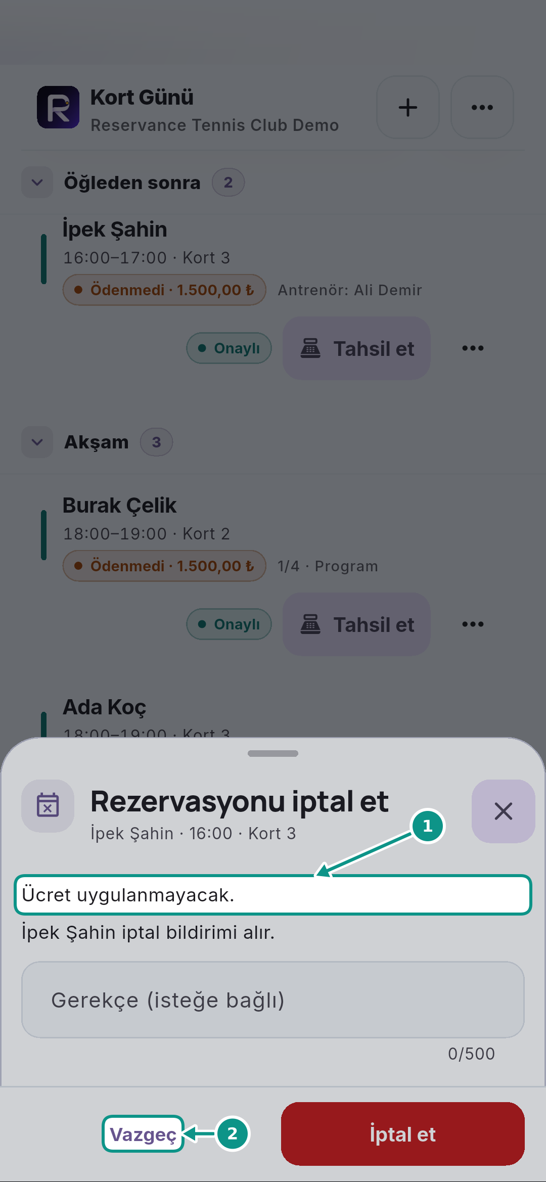 Rezervasyonu taşımak, iptal ve gelmedi kapsamı: İptal özetini okuyun