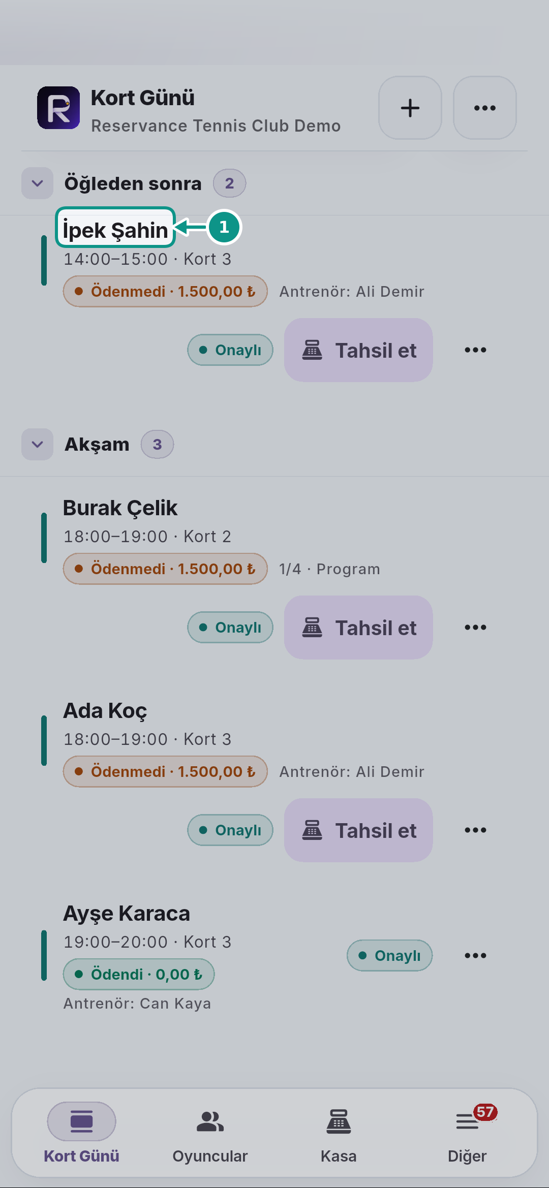 Rezervasyonu taşımak, iptal ve gelmedi kapsamı: Taşınacak kaydı açın