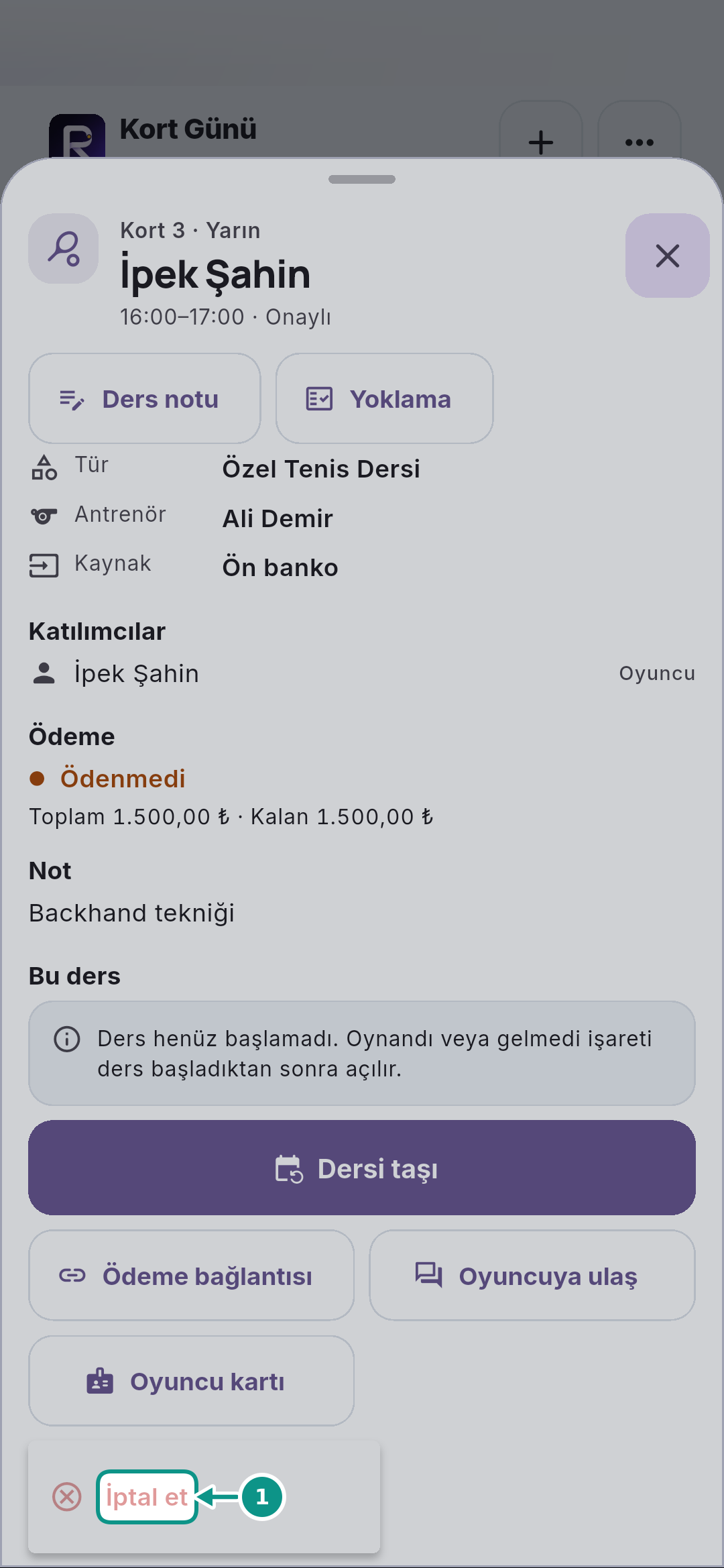 Rezervasyonu taşımak, iptal ve gelmedi kapsamı: İptal kapsamını açın