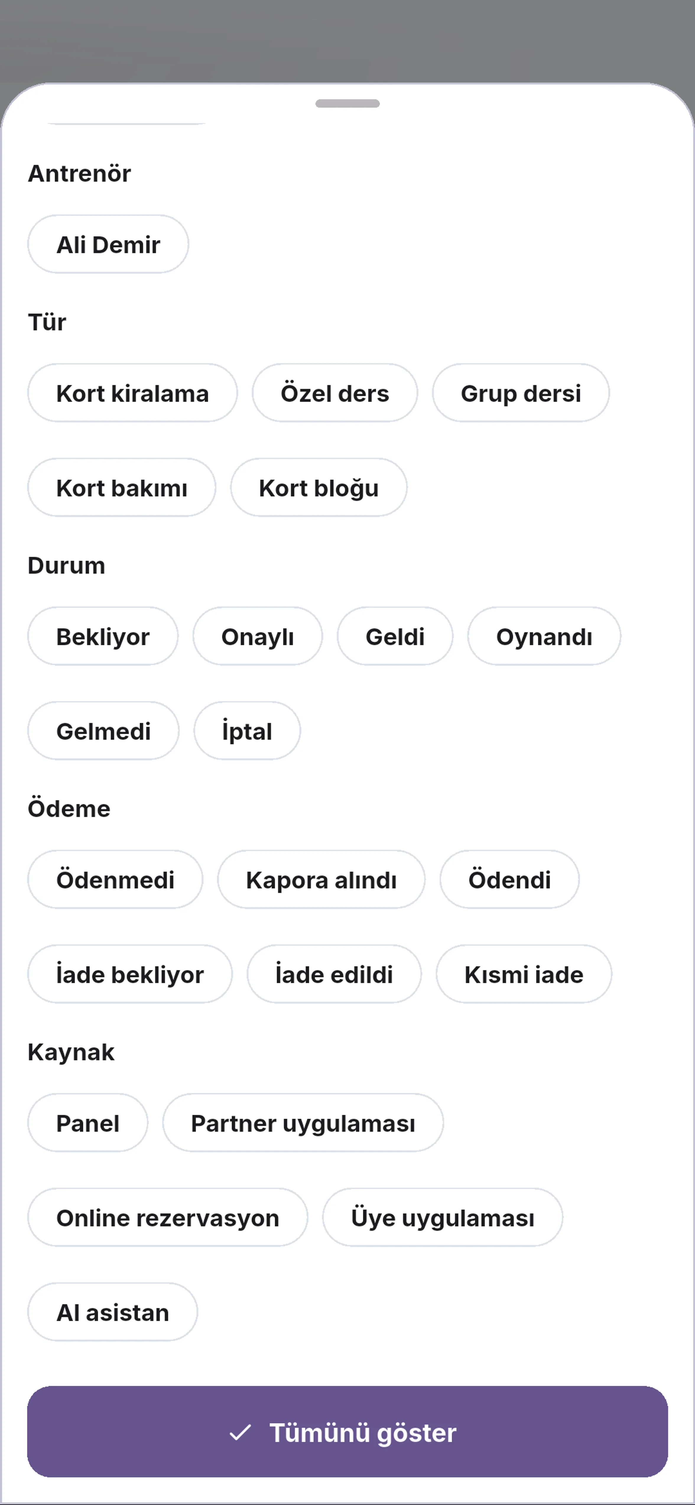 Tam listeyi gösterin için yakın görünüm