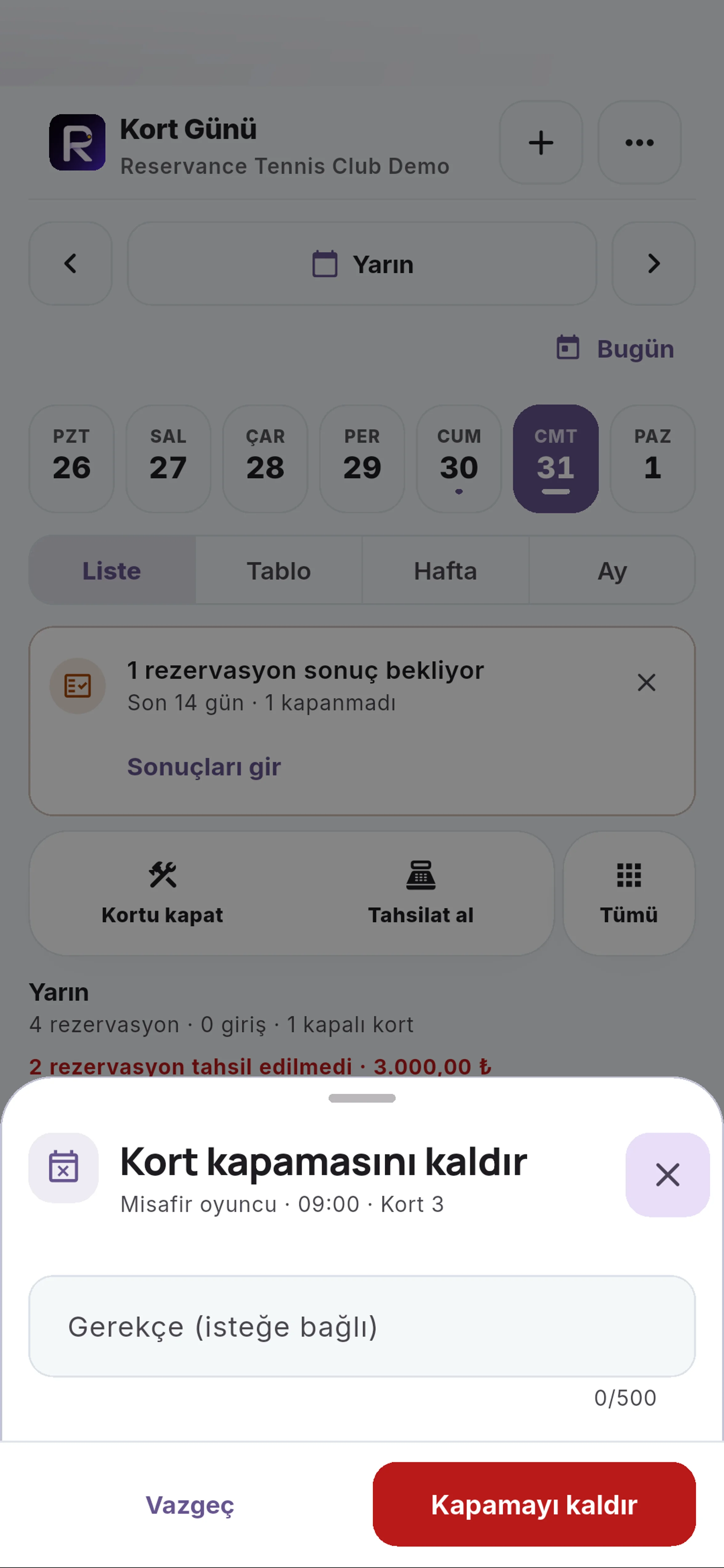 Kort engelini kaldırın için yakın görünüm