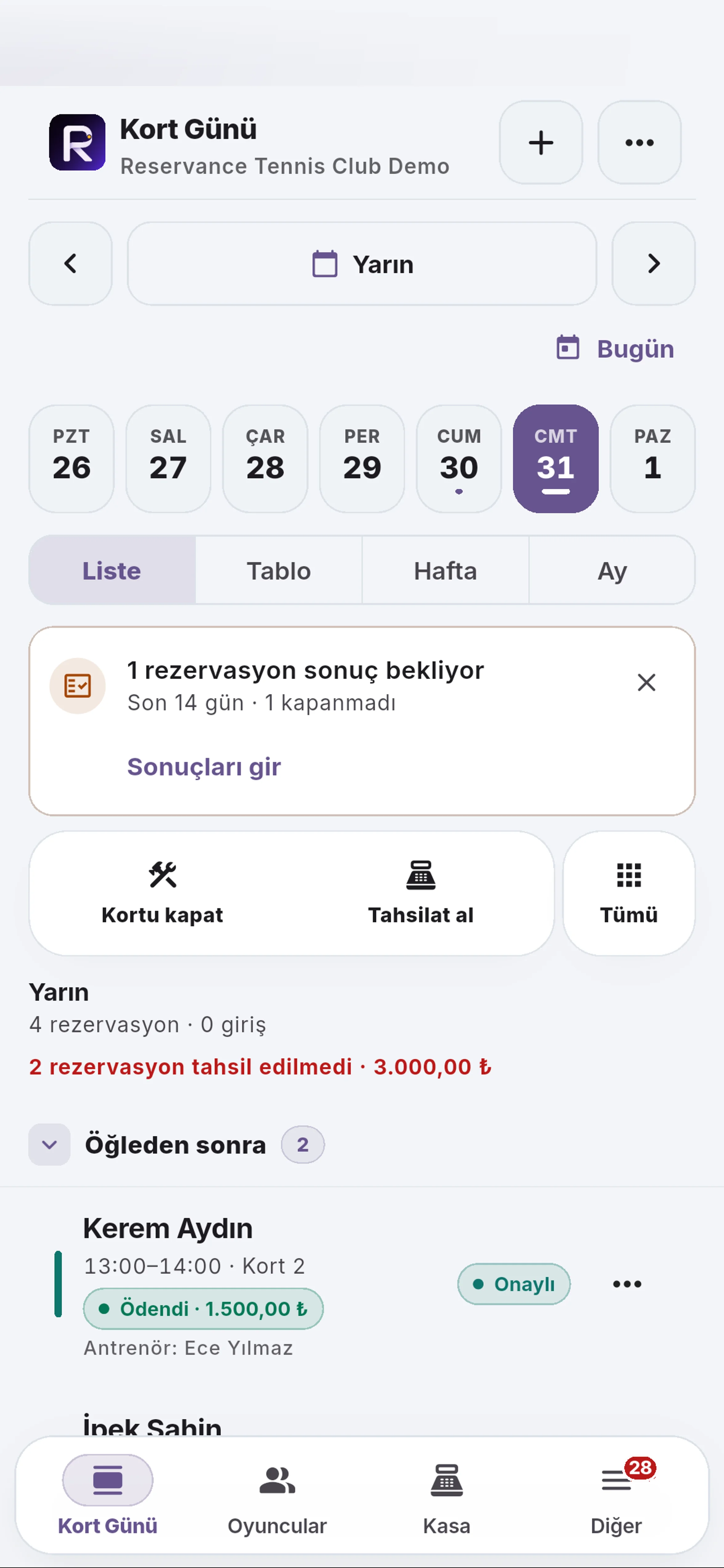 Hızlı işlemleri açın için yakın görünüm