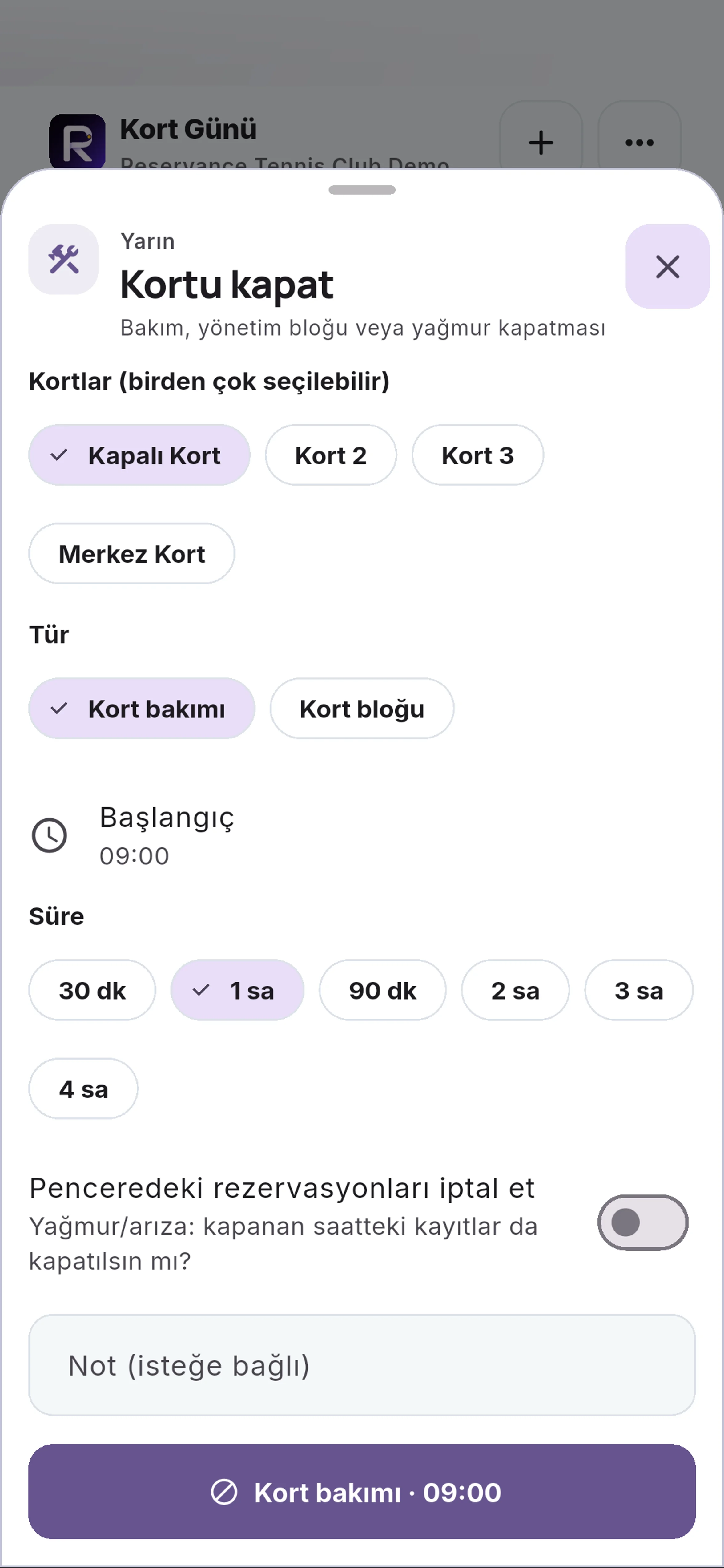 Kapalı Kort için yakın görünüm