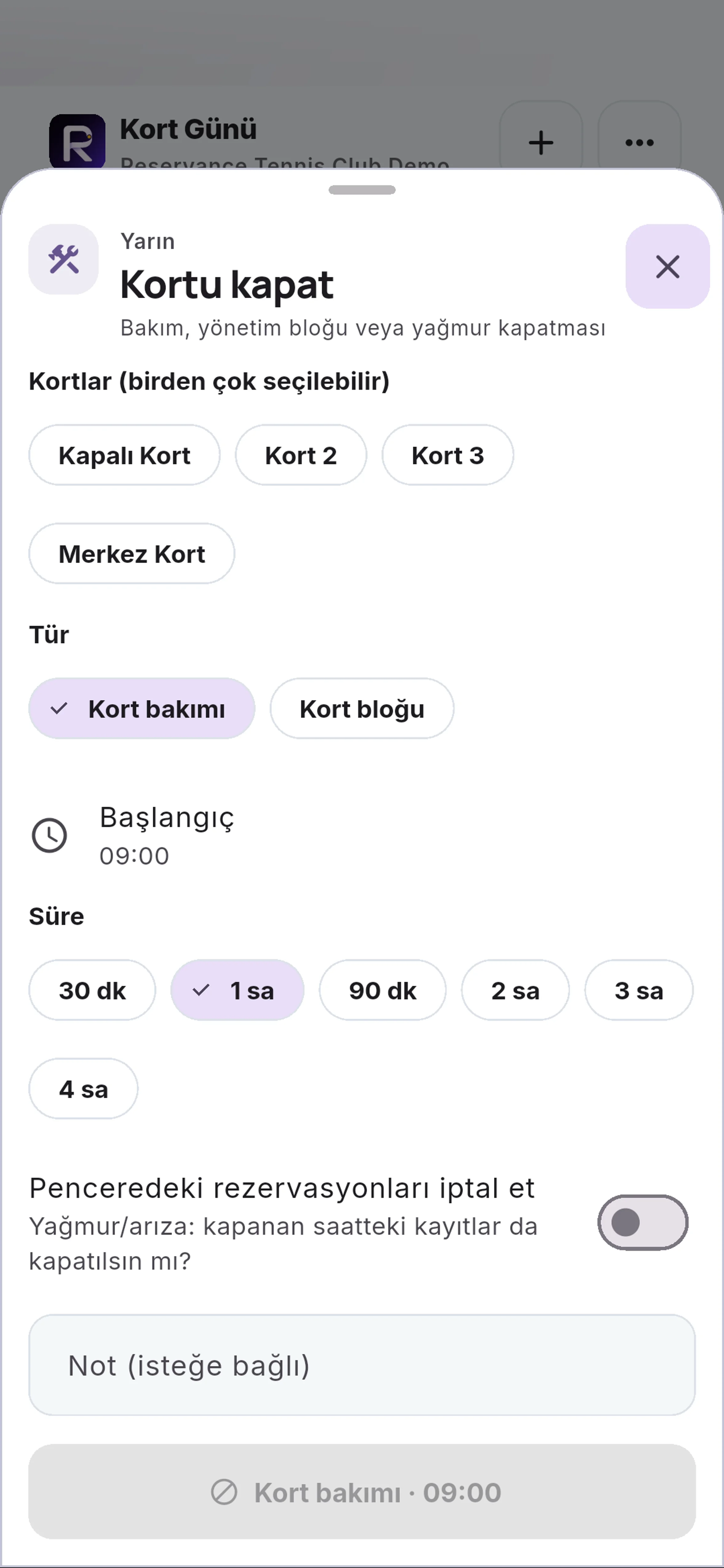 Kort 3 için yakın görünüm
