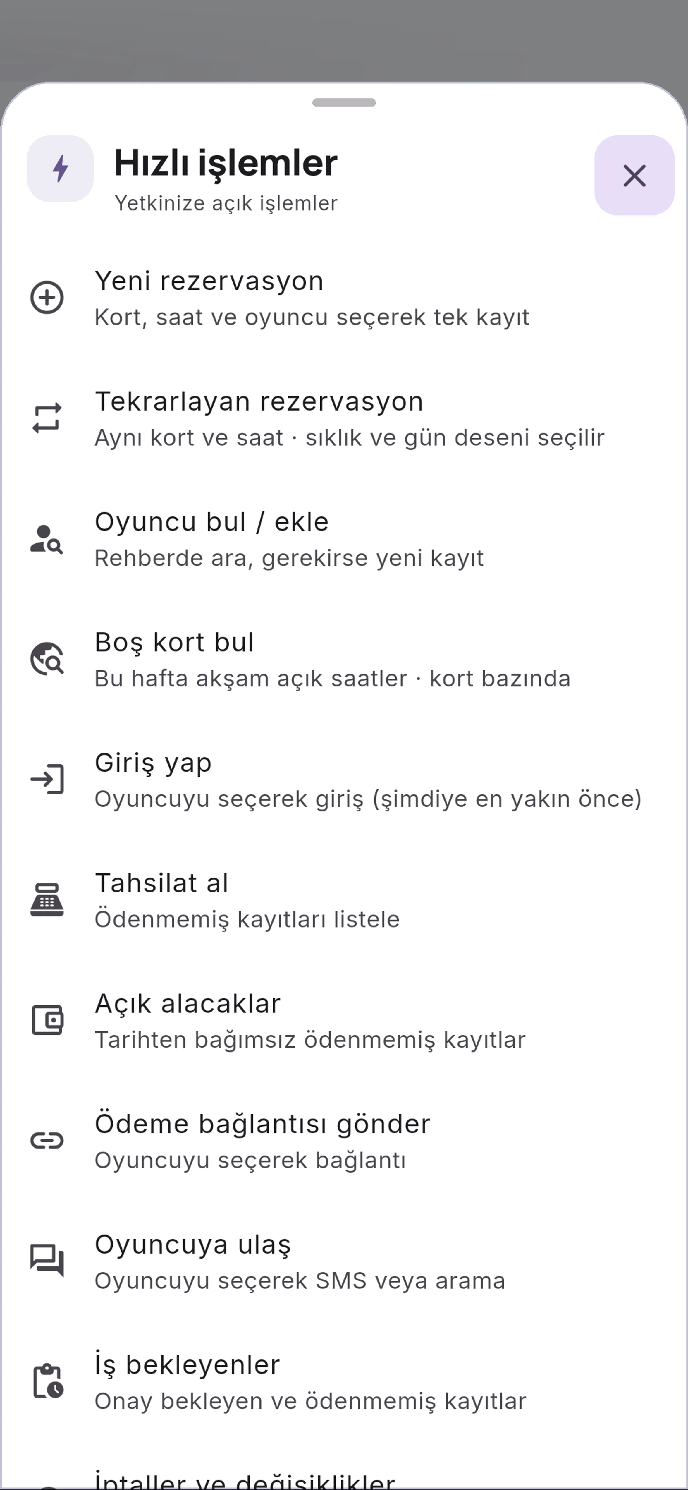 İşlem listesini okuyun için yakın görünüm