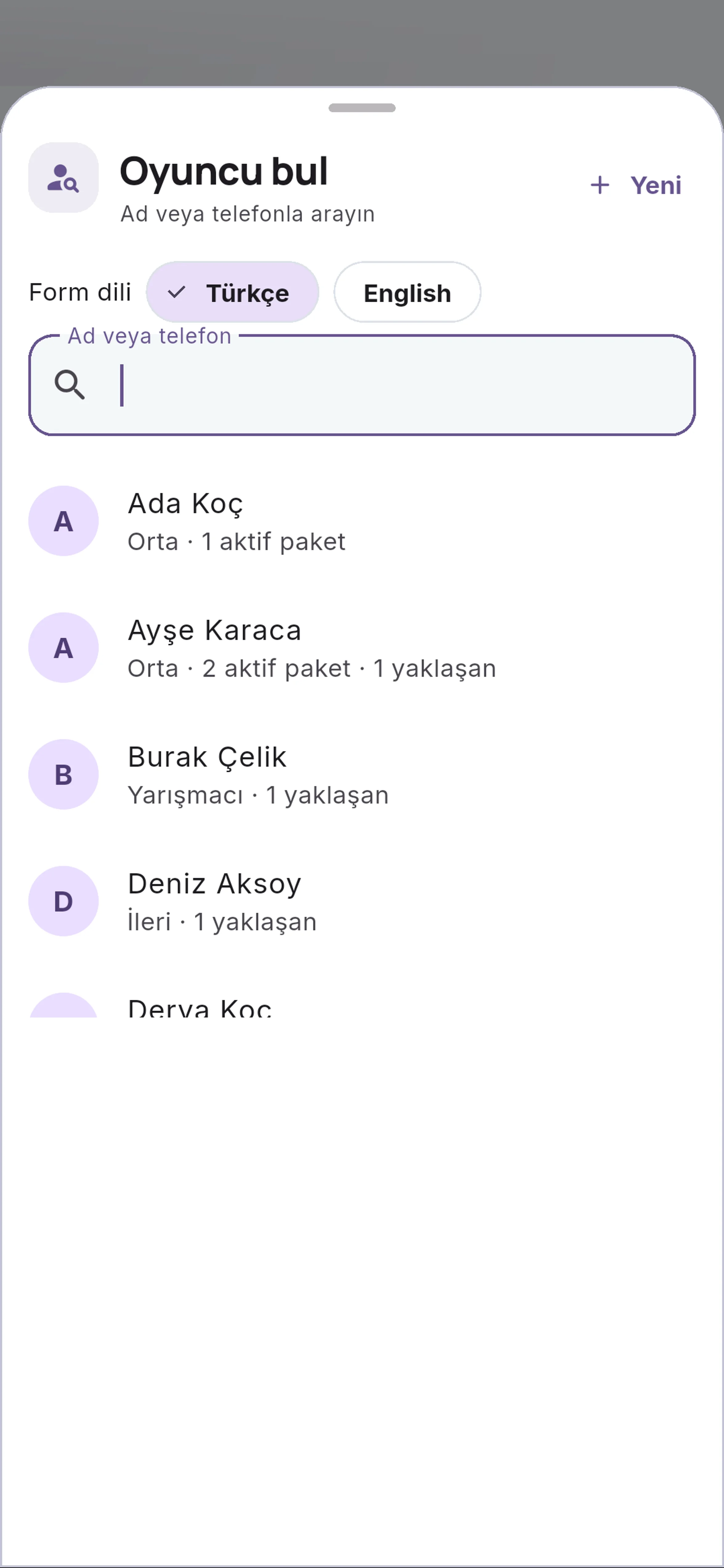 Arama yapın için yakın görünüm