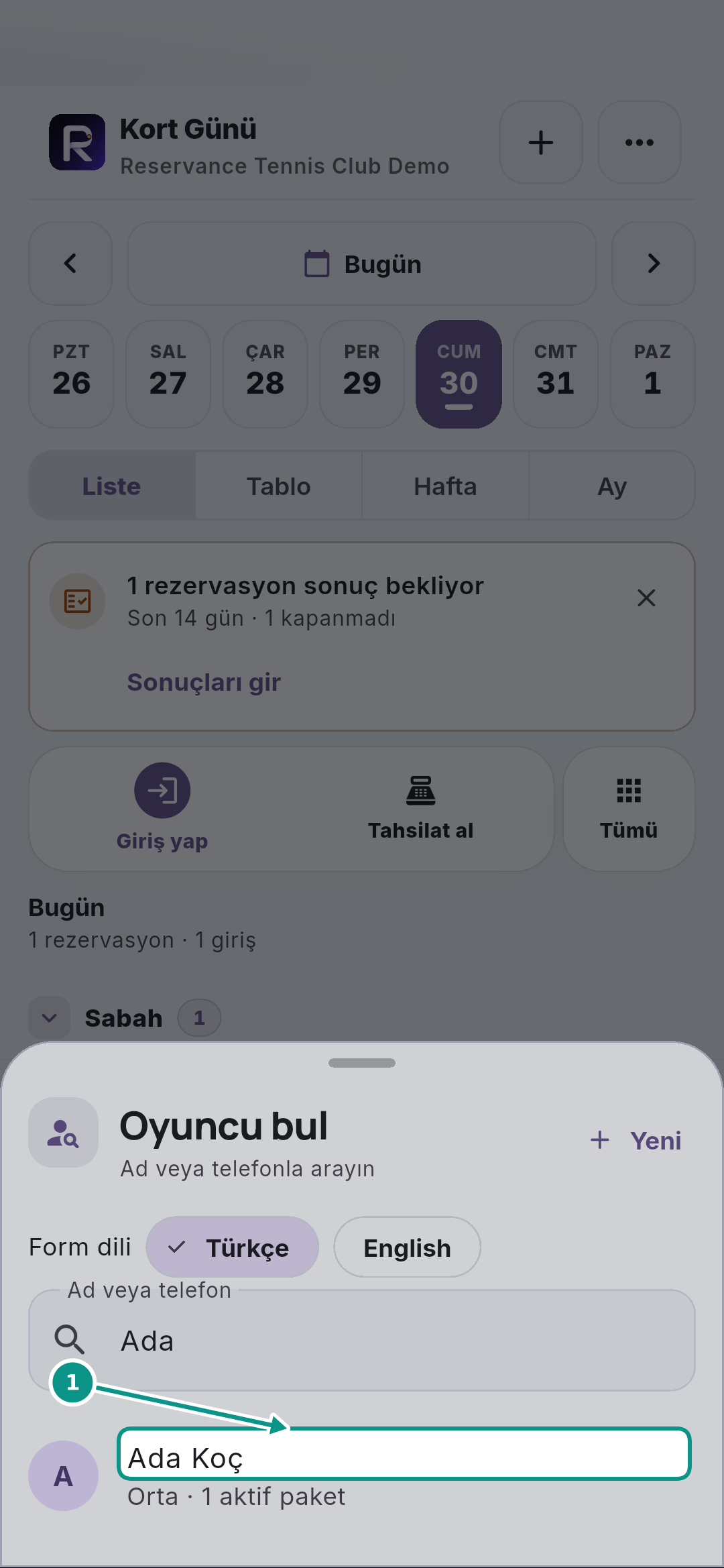 Oyuncu bulmak ve yeni kayıt formunu tanımak: Sonuçları ayırt edin
