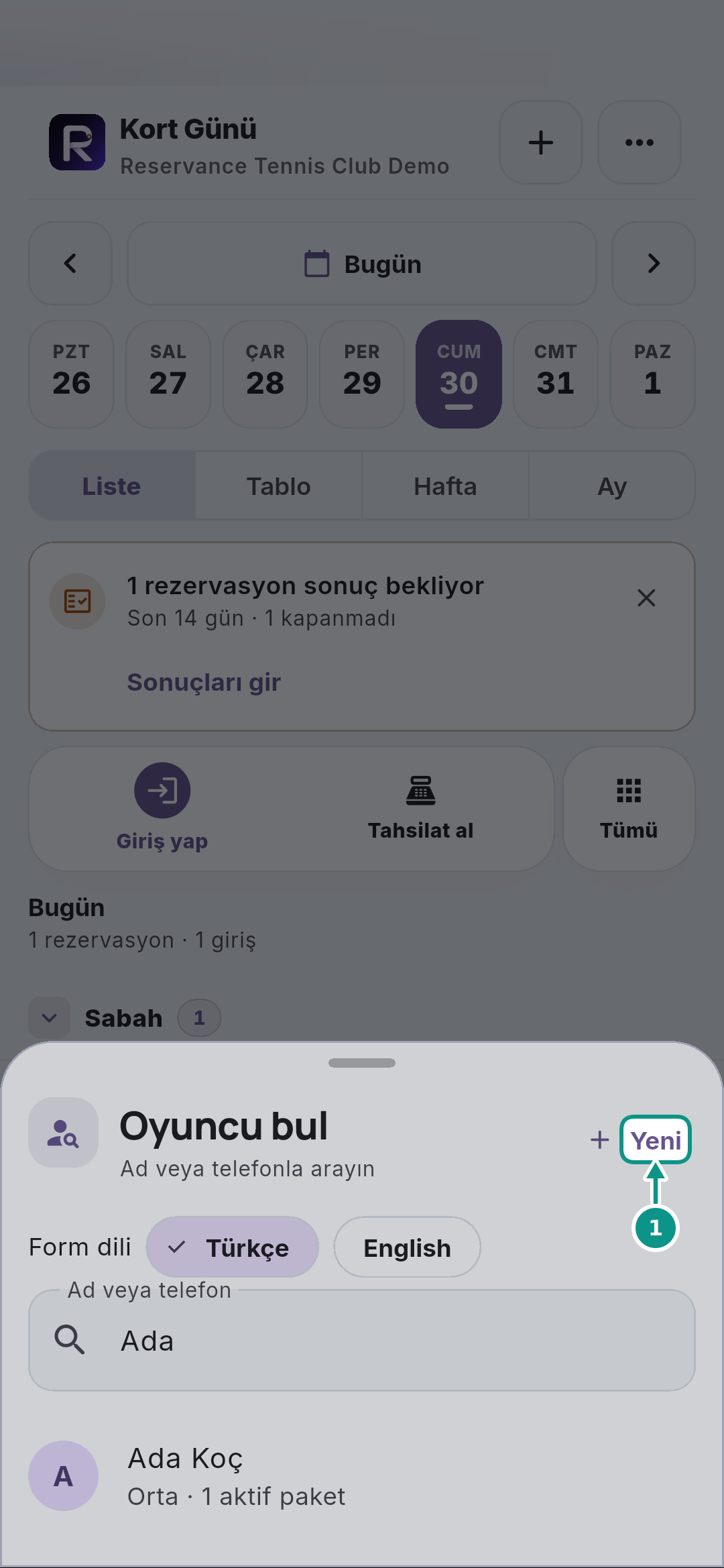Oyuncu bulmak ve yeni kayıt formunu tanımak: Yeni formunu açın