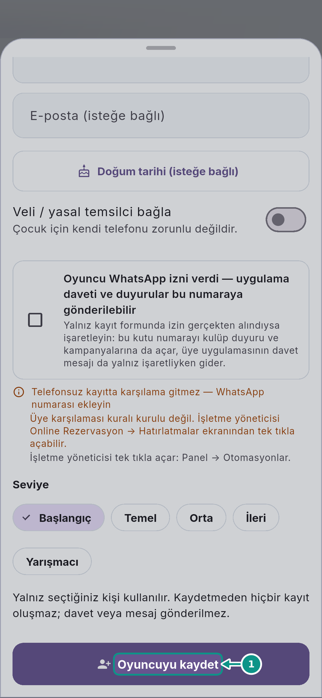 Oyuncu bulmak ve yeni kayıt formunu tanımak: Kaydın sınırını bilin