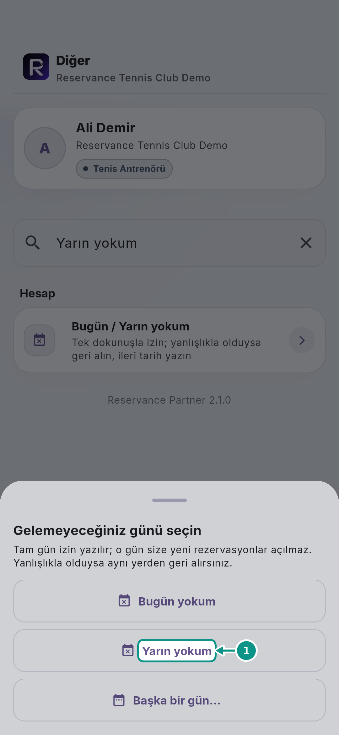 Bugün ve yarın için izin yazmak, geri almak: Yarını seçin