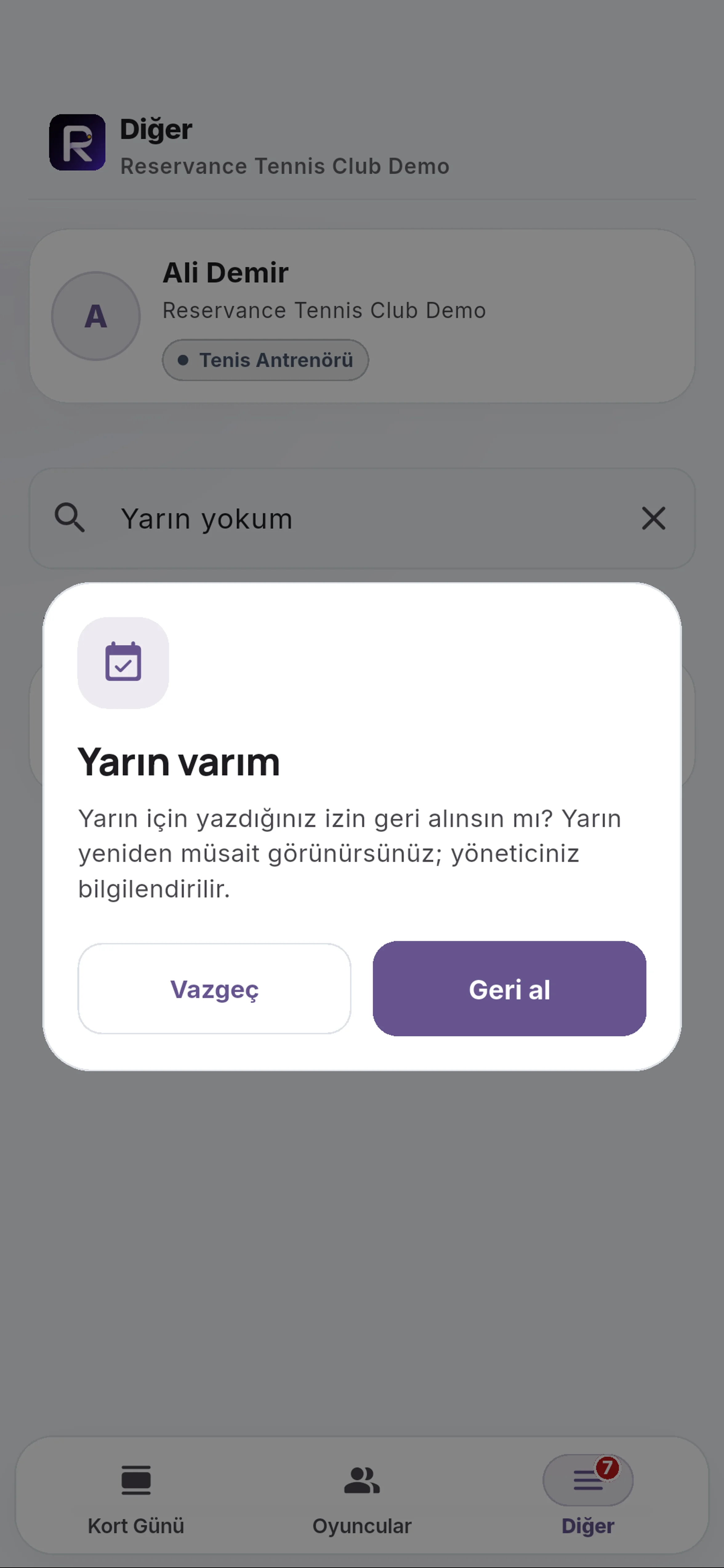 Geri almayı onaylayın için yakın görünüm