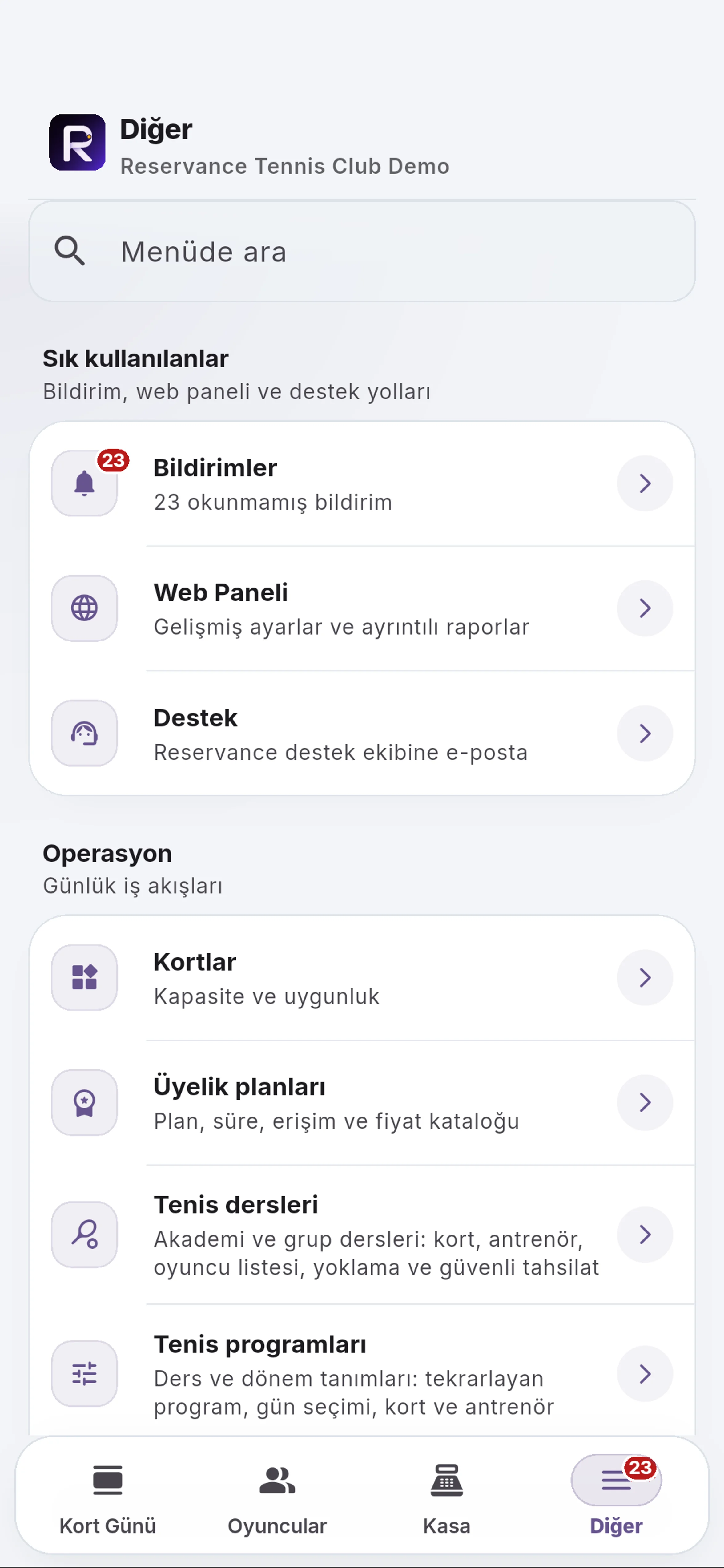 Menüde arayın için yakın görünüm