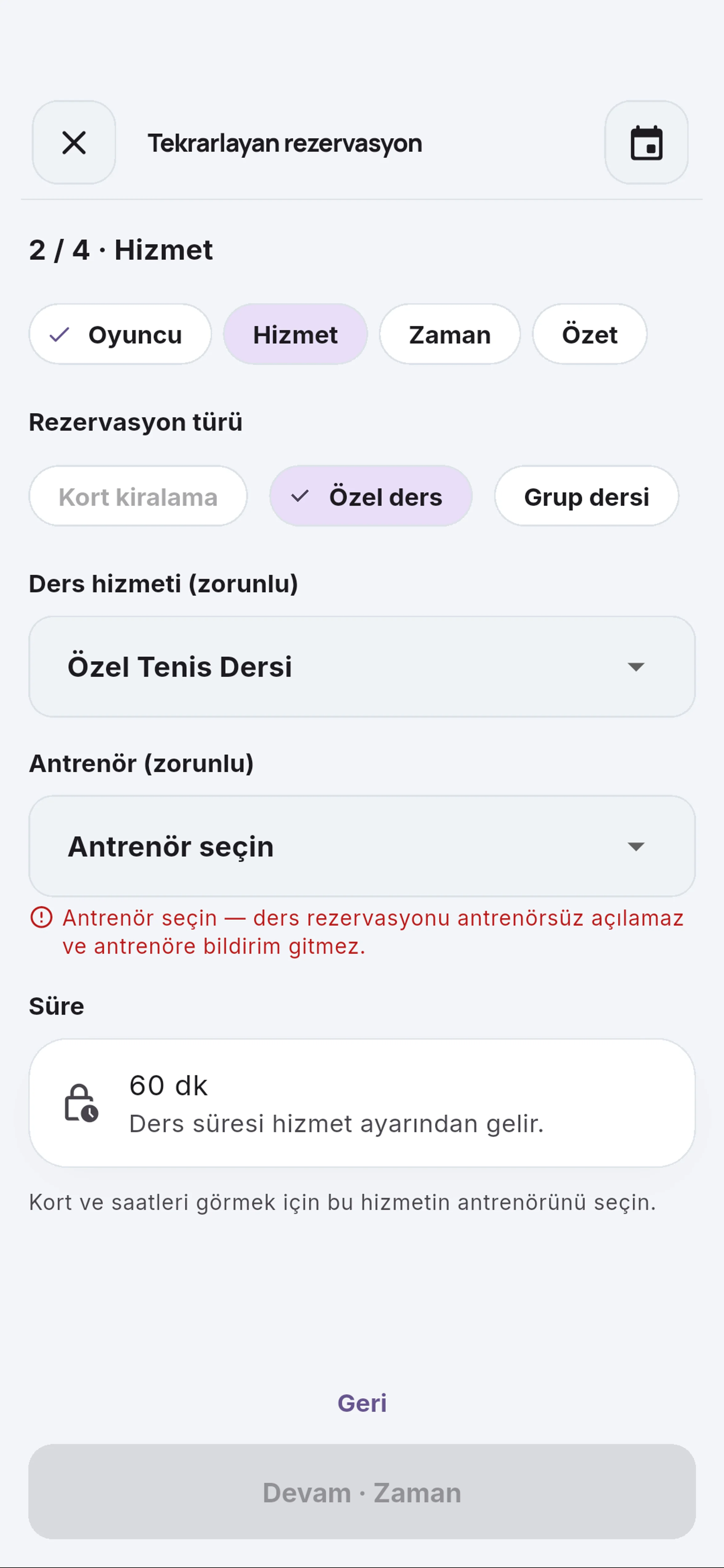 Antrenör listesi için yakın görünüm