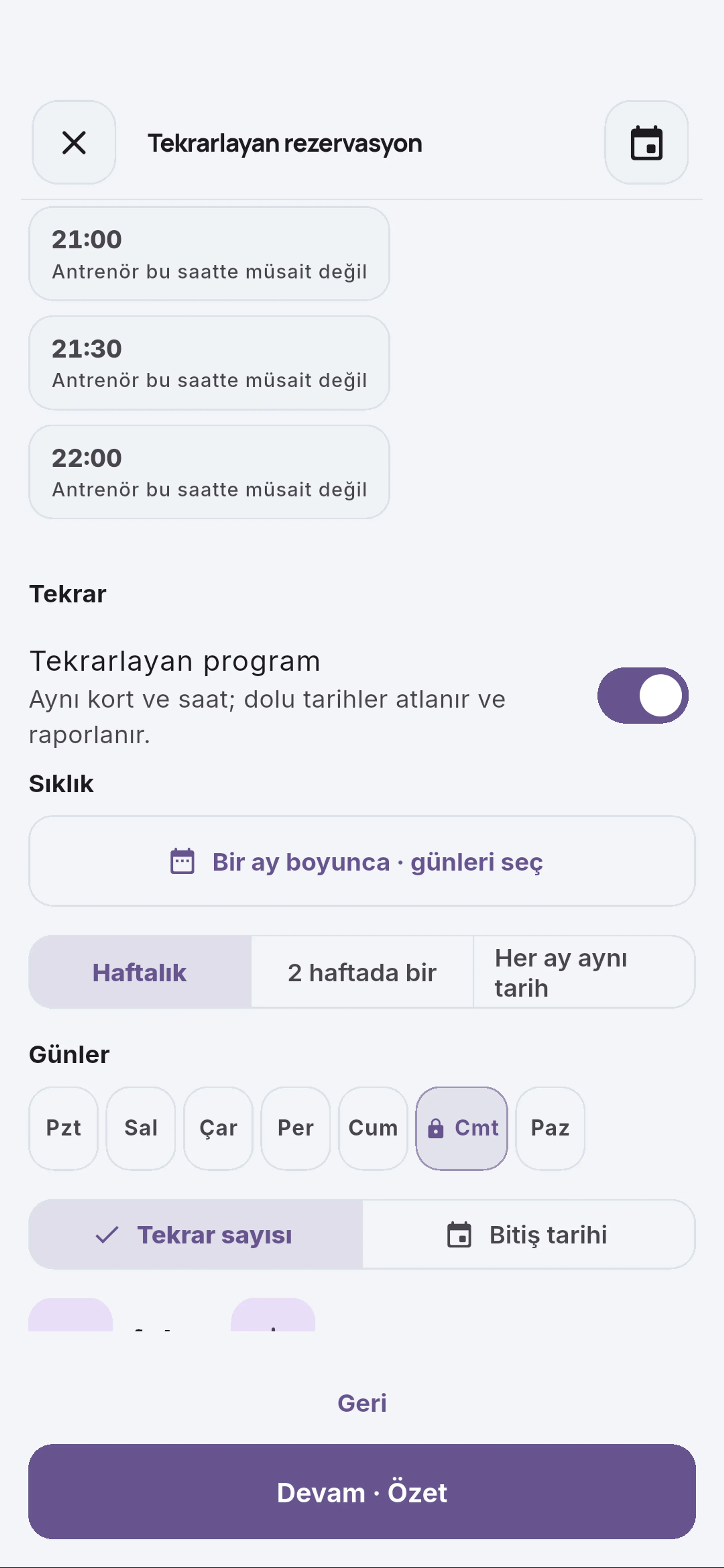Devam · Özet için yakın görünüm
