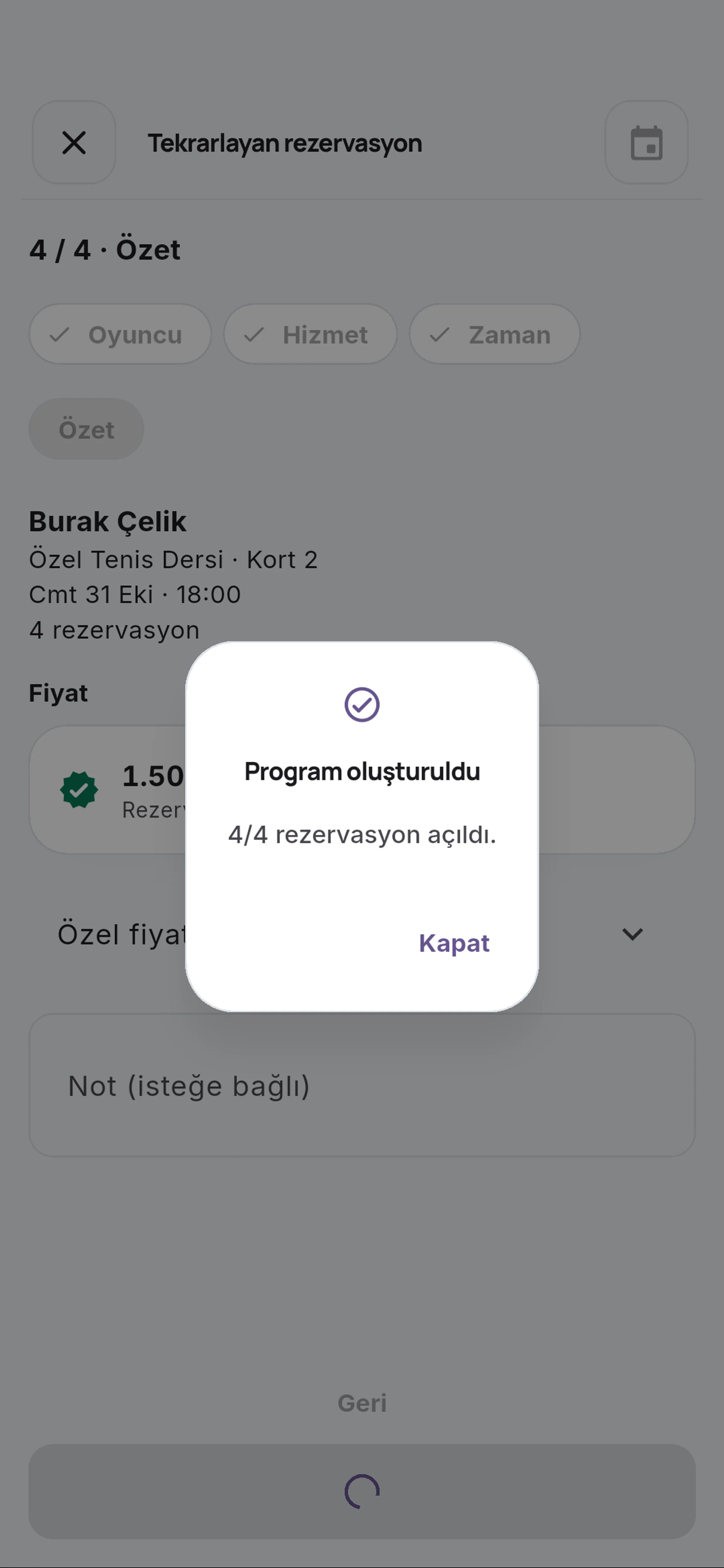 Program oluşturuldu için yakın görünüm
