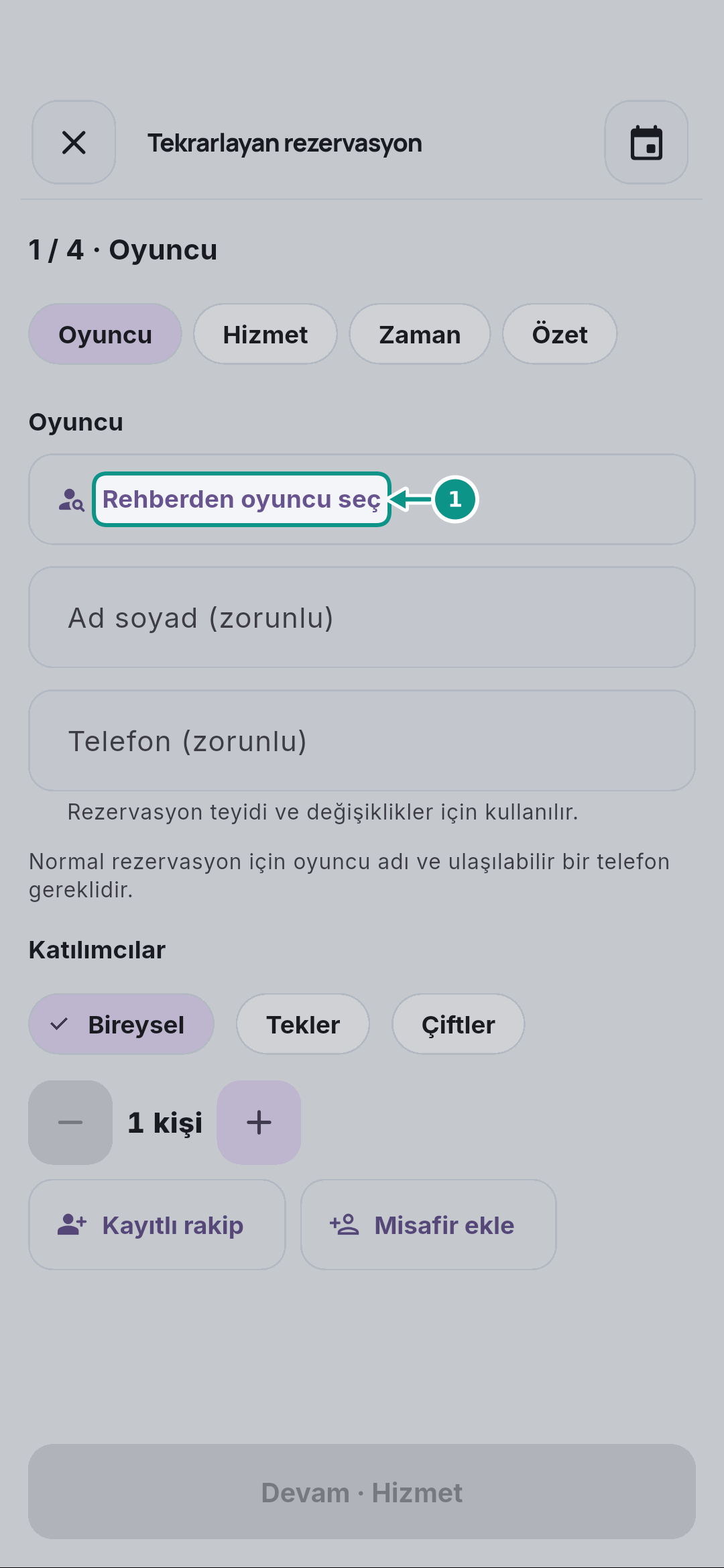 Haftalık özel ders serisi oluşturmak: Rehberden seçim yapın