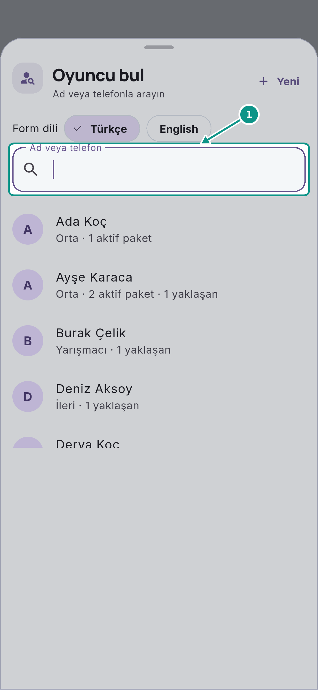 Haftalık özel ders serisi oluşturmak: Oyuncuyu arayın