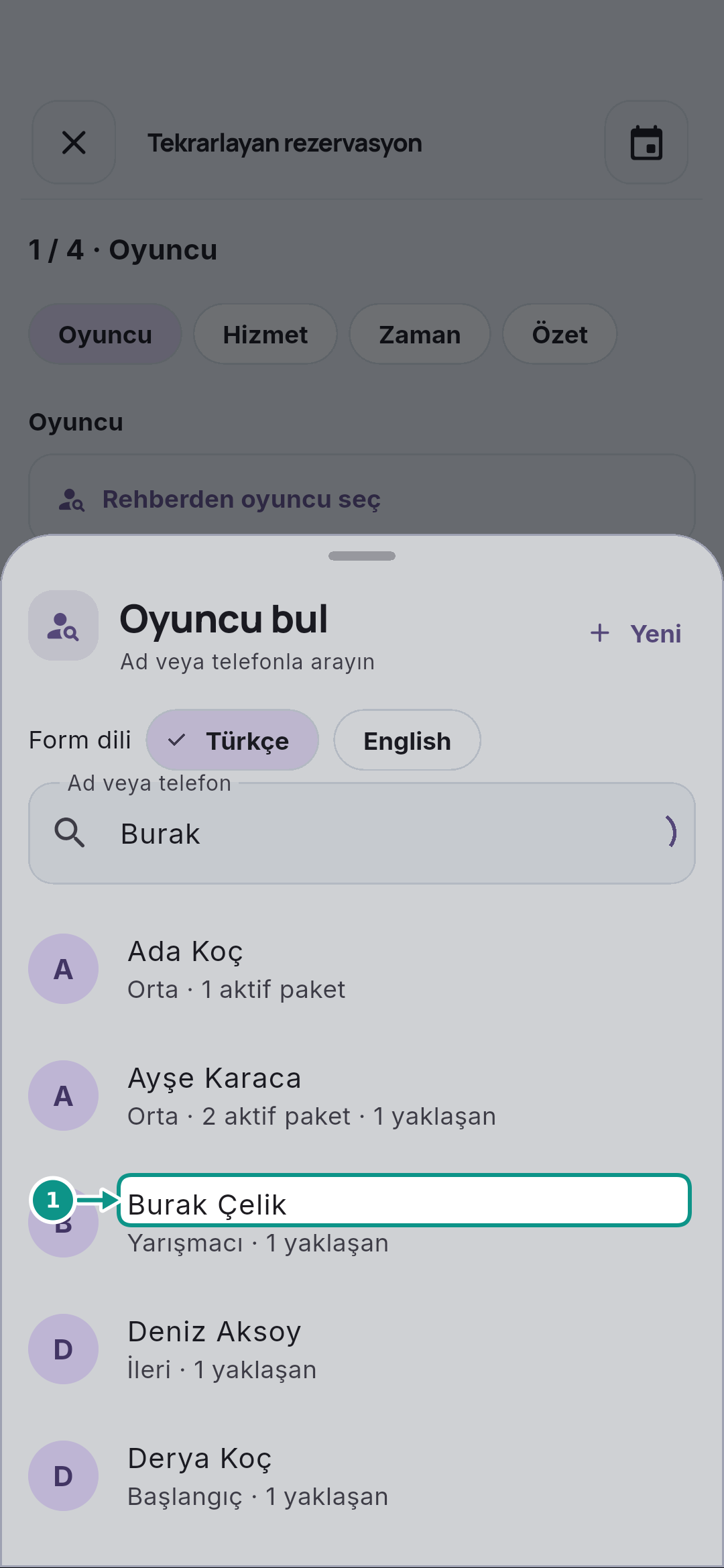 Haftalık özel ders serisi oluşturmak: Doğru kaydı seçin